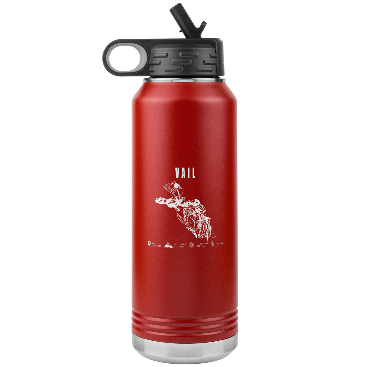 Vail Colorado Ski Trail Map 32oz Water Bottle Tumbler - Powderaddicts