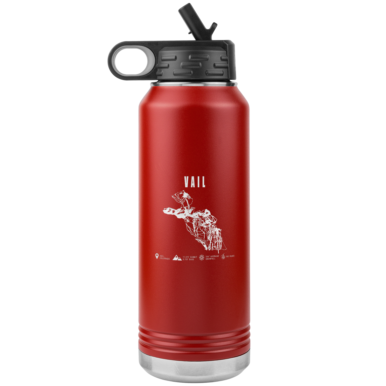 Vail Colorado Ski Trail Map 32oz Water Bottle Tumbler - Powderaddicts