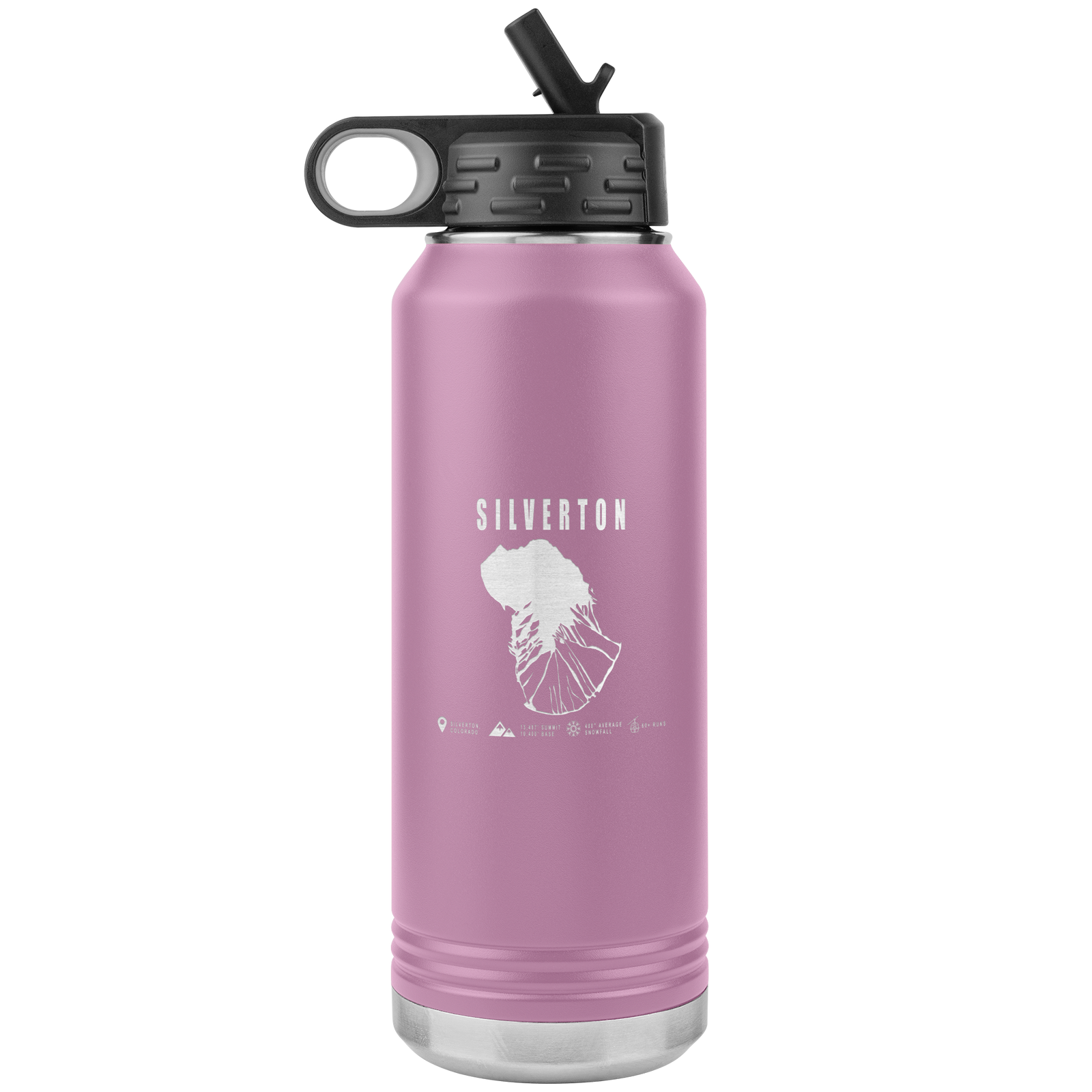 Silverton Colorado Ski Trail Map 32oz Water Bottle Tumbler - Powderaddicts