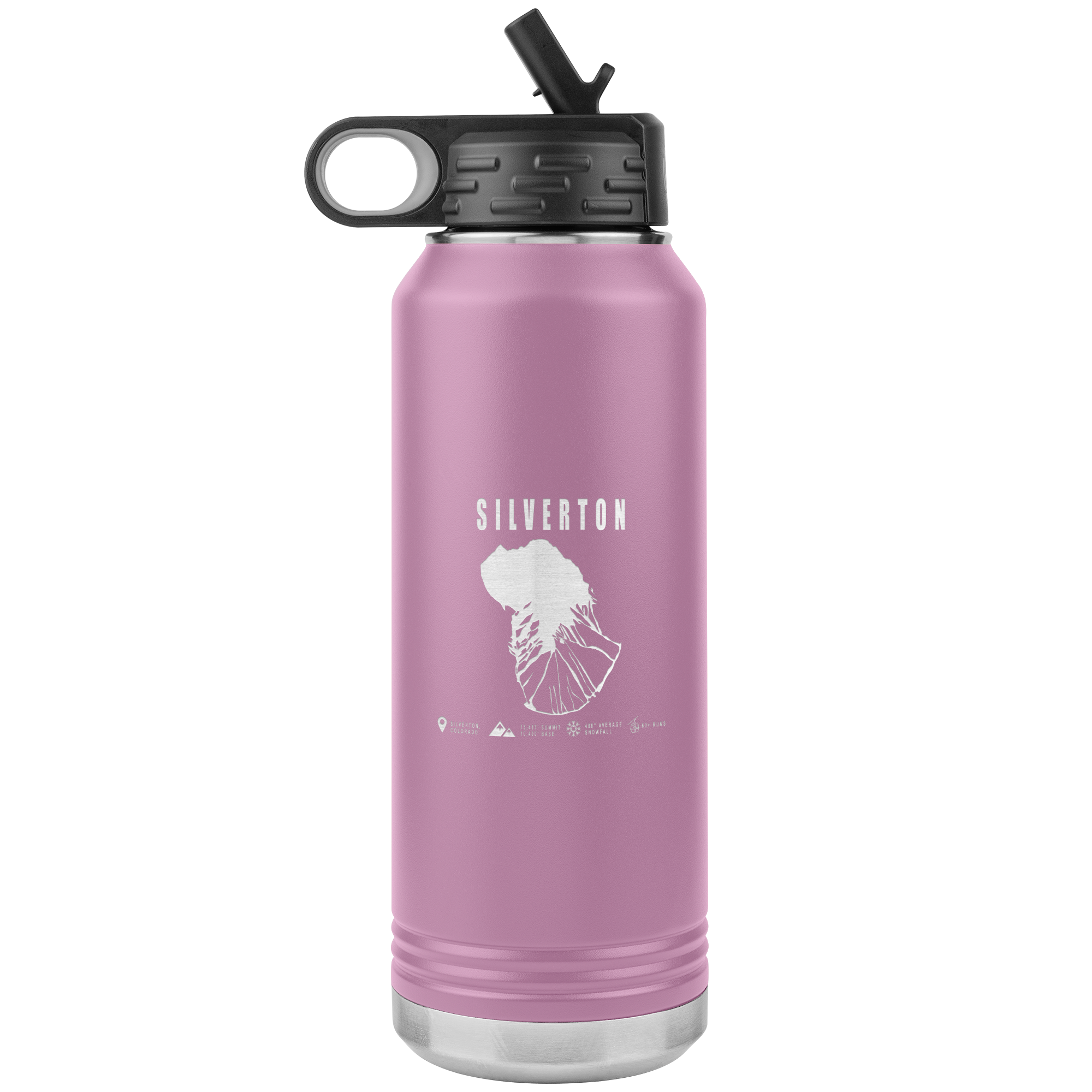 Silverton Colorado Ski Trail Map 32oz Water Bottle Tumbler - Powderaddicts