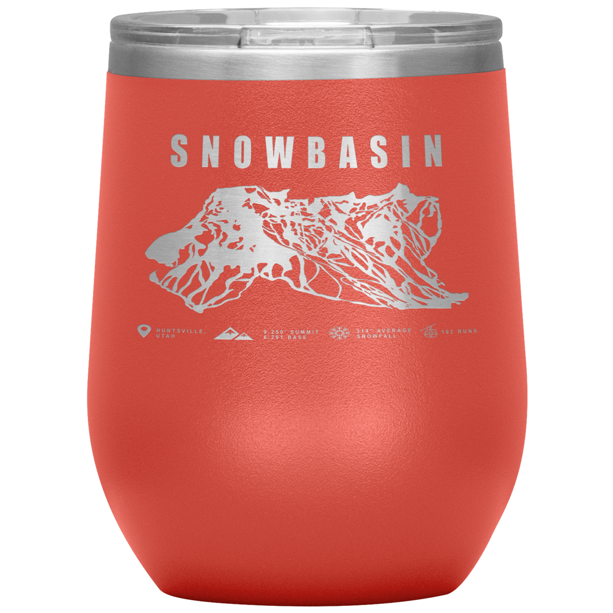 Snowbasin, Utah Ski Trail Map Wine 12oz Tumbler - Powderaddicts