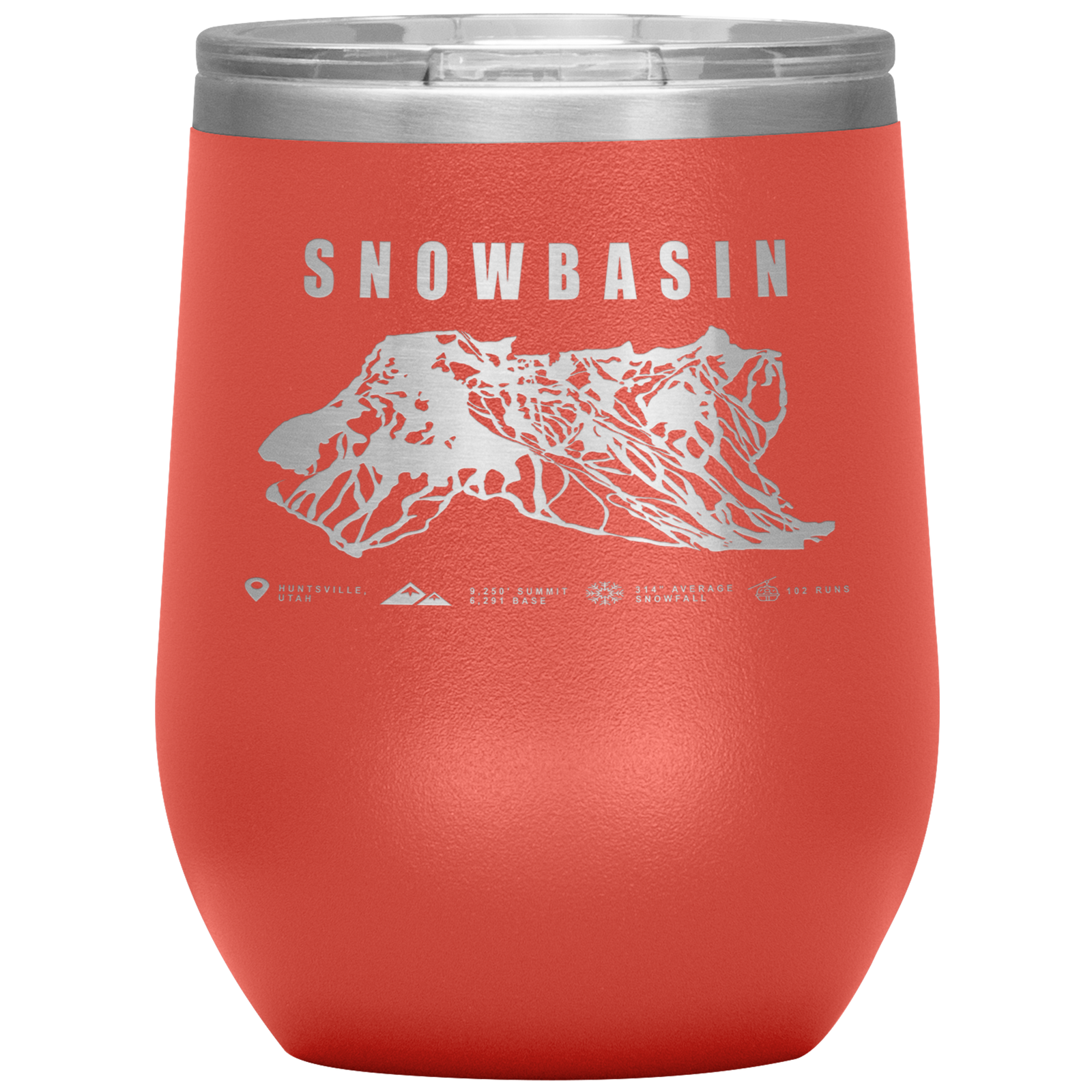 Snowbasin, Utah Ski Trail Map Wine 12oz Tumbler - Powderaddicts