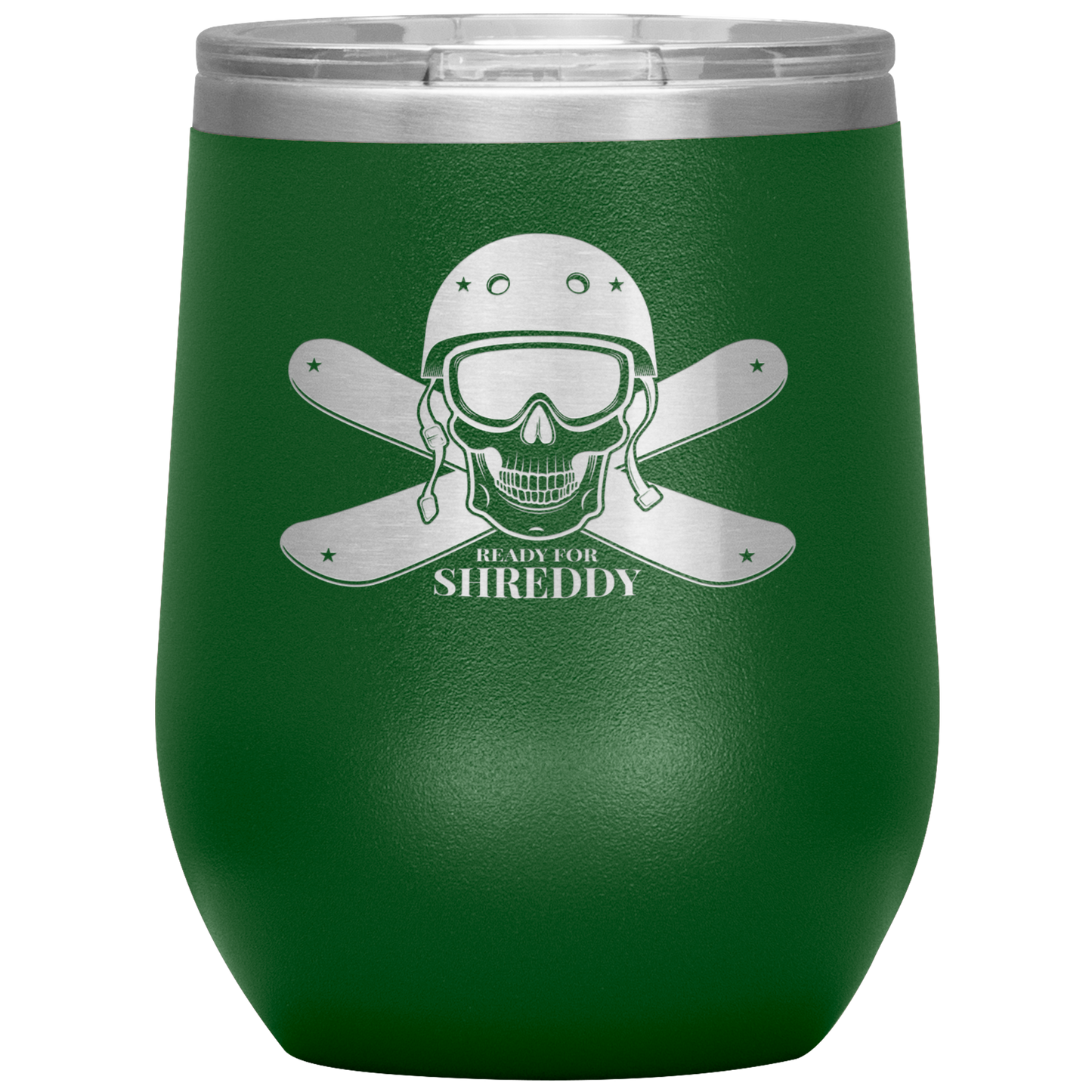Ready For Shreddy Skeleton Skis Wine 12oz Tumbler - Powderaddicts