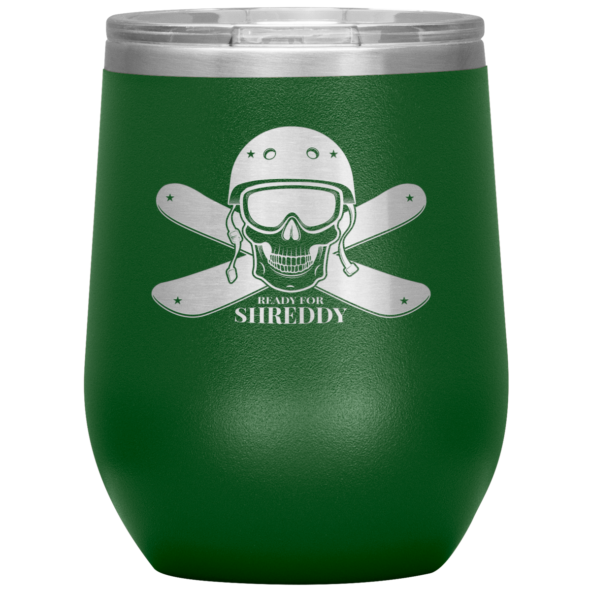 Ready For Shreddy Skeleton Skis Wine 12oz Tumbler - Powderaddicts