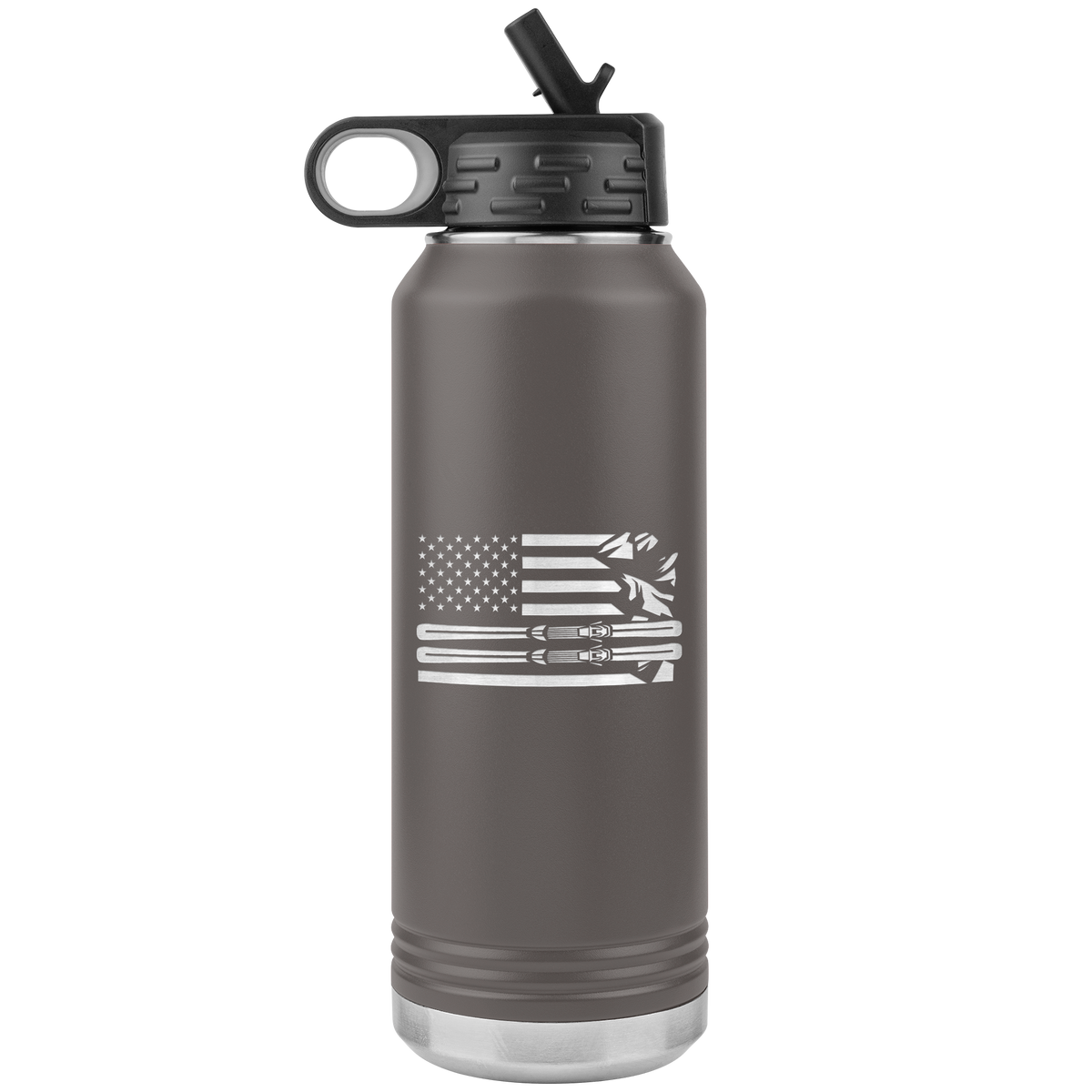 USA Ski Flag 32oz Water Bottle Tumbler - Powderaddicts