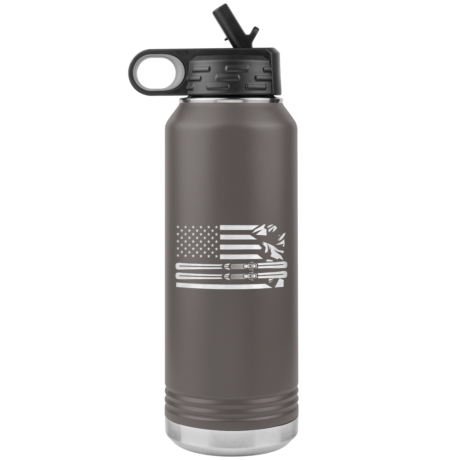 USA Ski Flag 32oz Water Bottle Tumbler - Powderaddicts