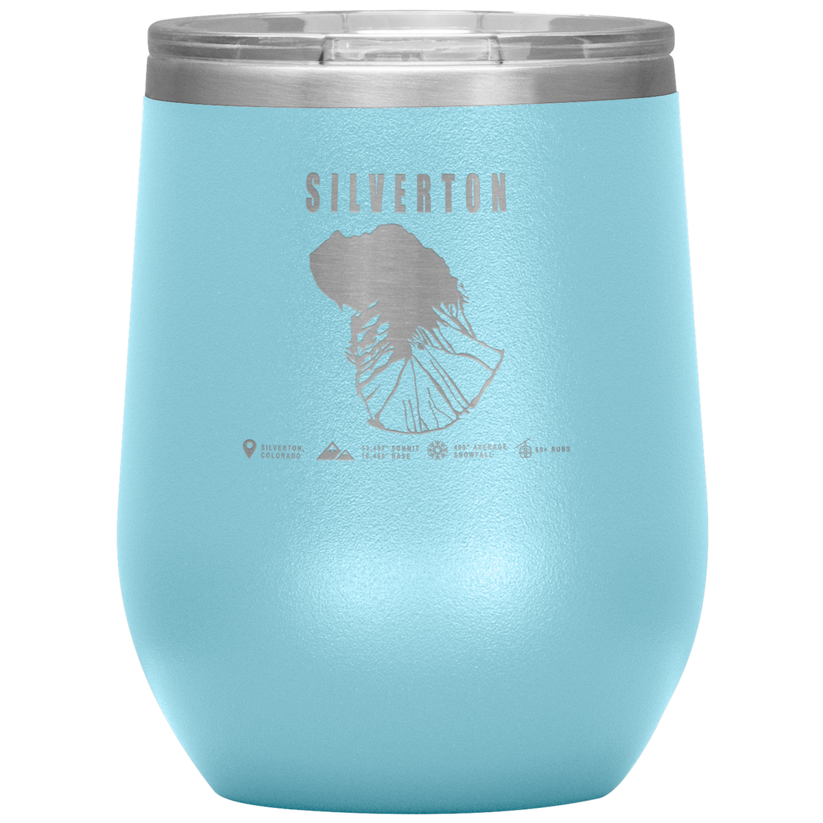 Silverton Colorado Ski Trail Map Wine 12oz Tumbler - Powderaddicts