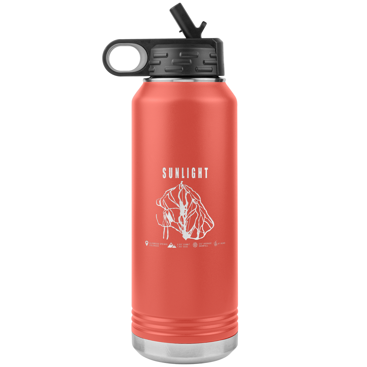 Sunlight Colorado Ski Trail Map 32oz Water Bottle Tumbler - Powderaddicts
