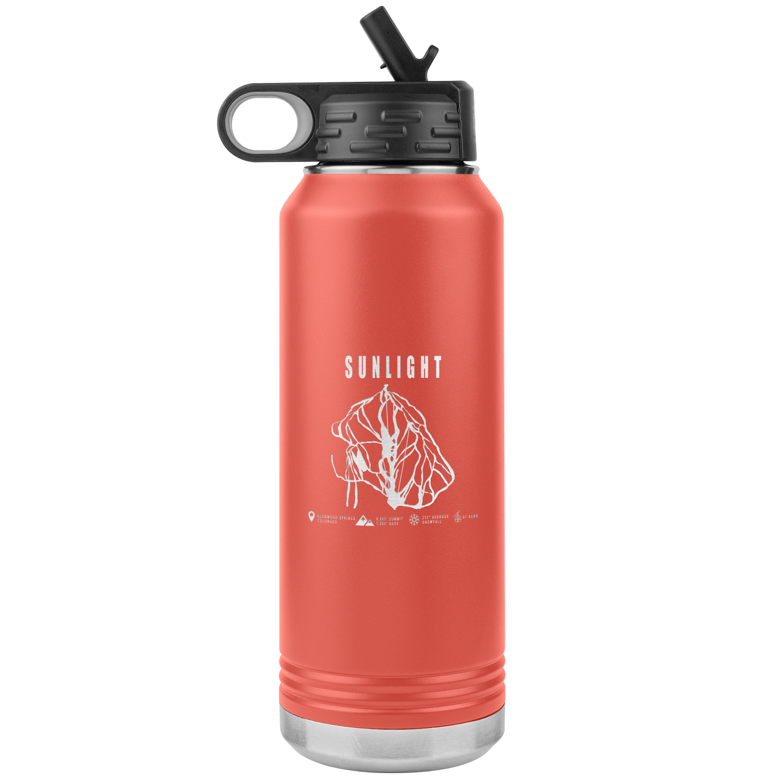 Sunlight Colorado Ski Trail Map 32oz Water Bottle Tumbler - Powderaddicts