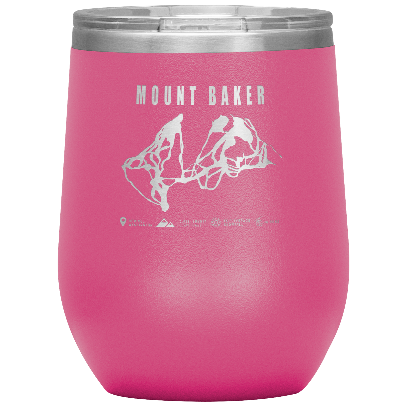 Mount Baker, Washington Ski Trail Map Wine 12oz Tumbler - Powderaddicts