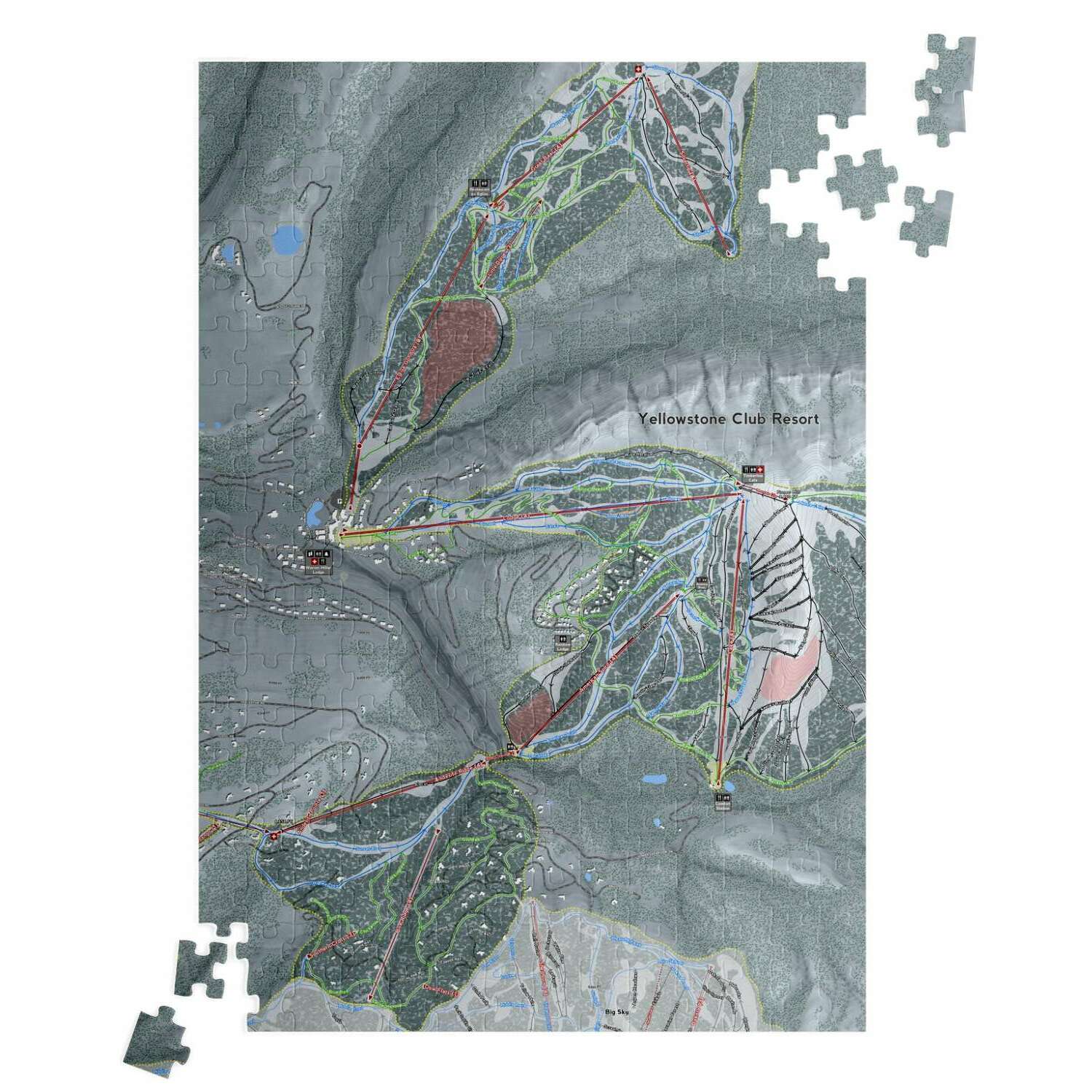 Yellow stone Club Montana Ski Trail Map Puzzle - Powderaddicts