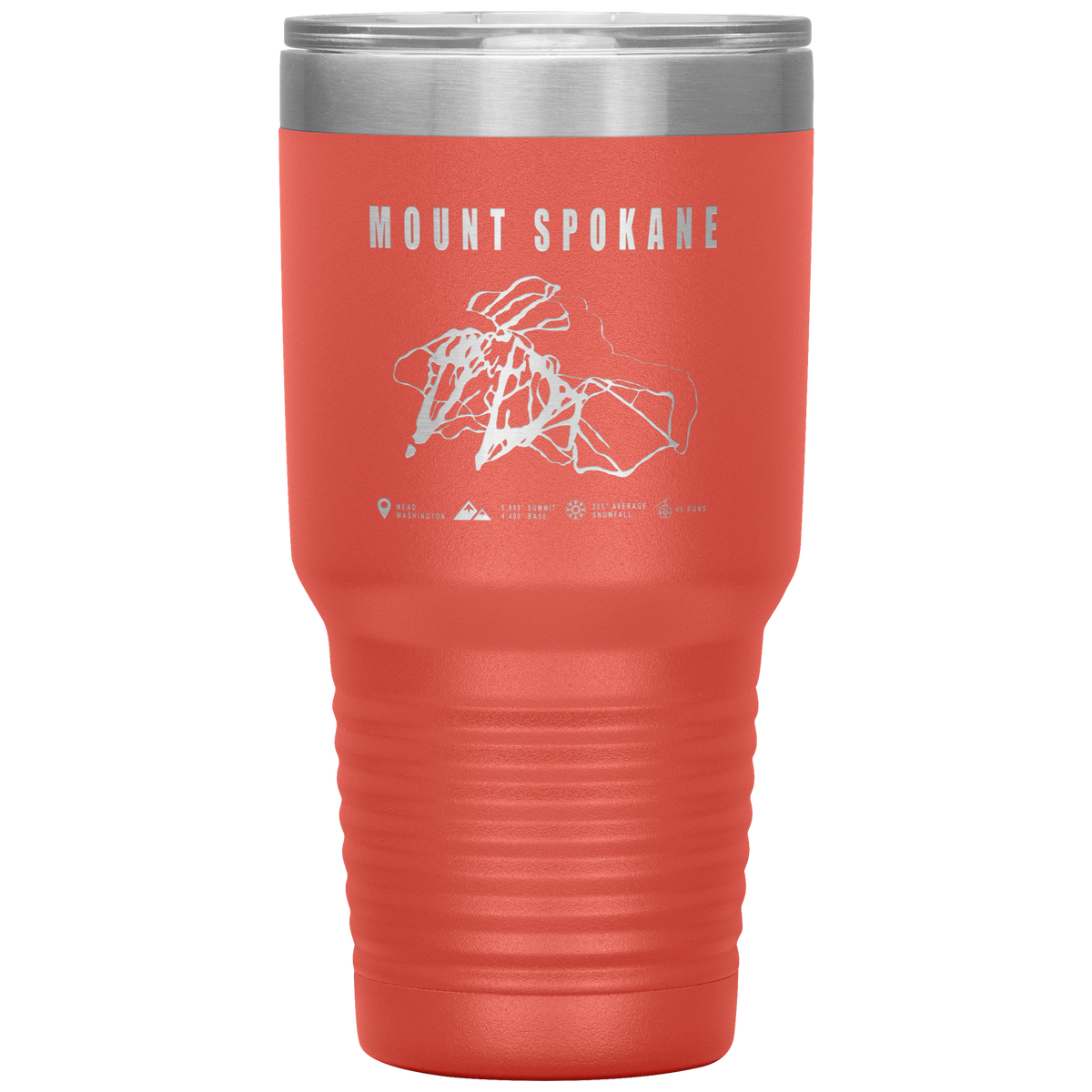Mount Spokane, Washington Ski Trail Map 30oz Tumbler - Powderaddicts