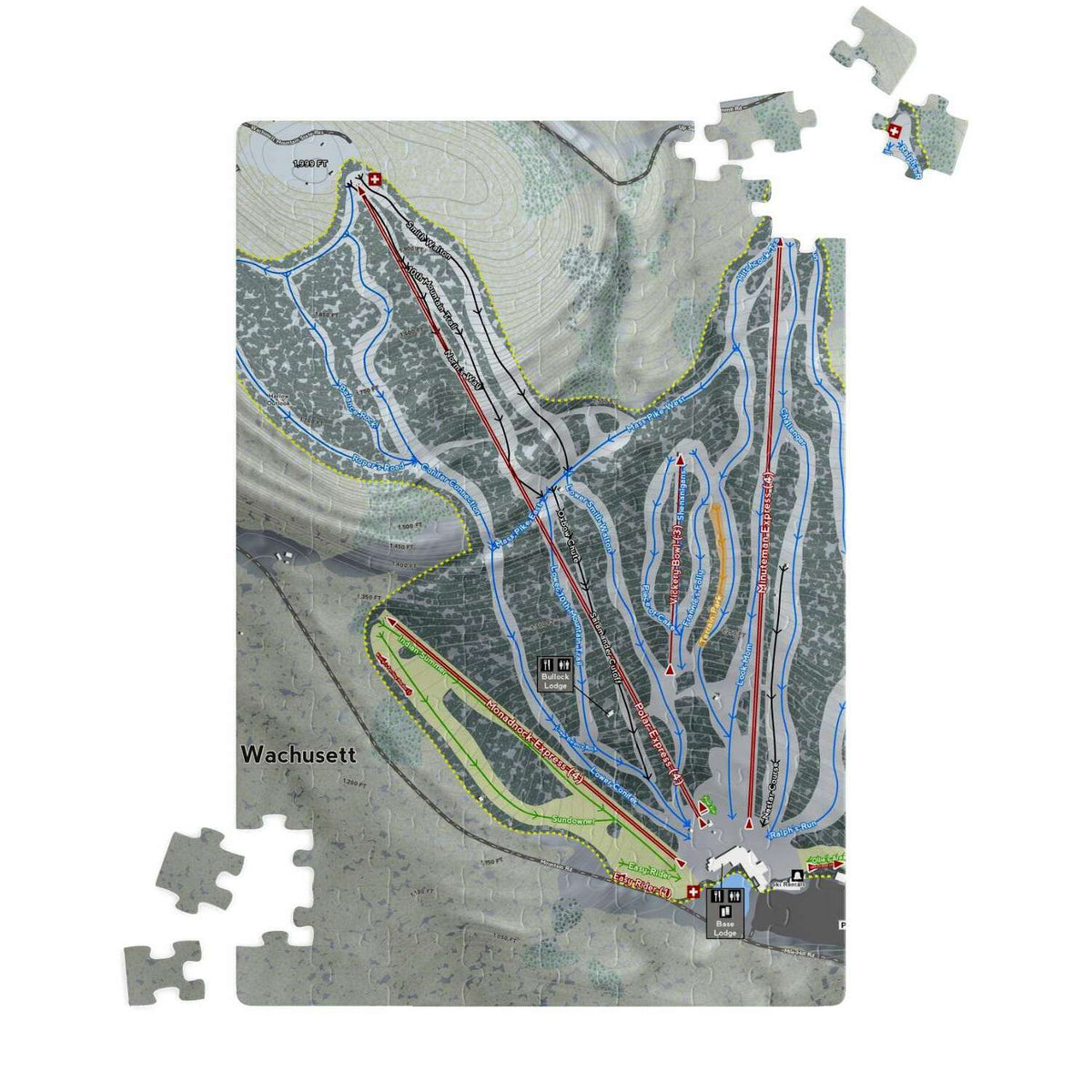 Wachusett, Massachusetts Ski Trail Map Puzzle - Powderaddicts