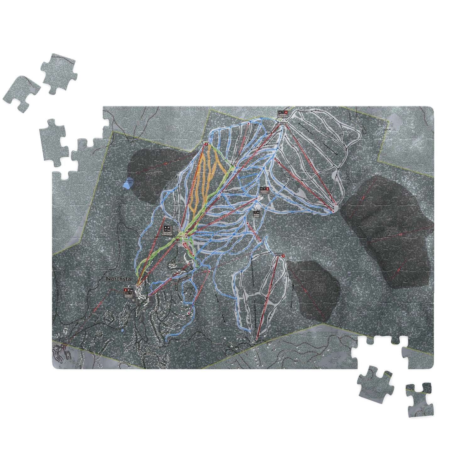 Northstar, California Ski Trail Map Puzzle - Powderaddicts