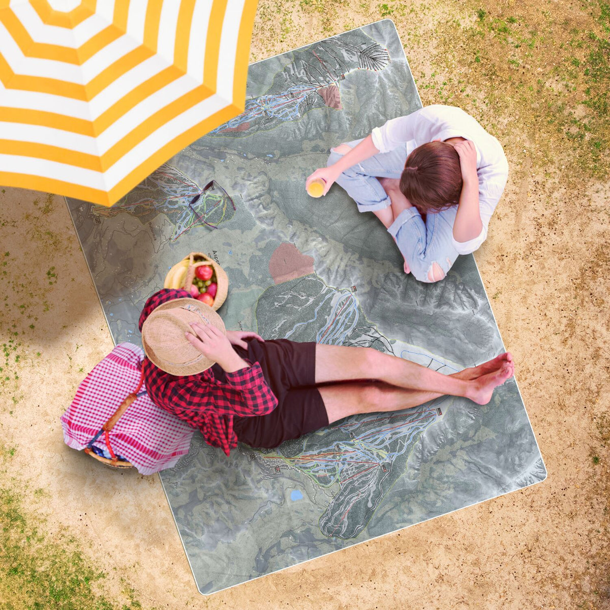 Aspen Snowmass, Colorado Ski Resort Map Printed Beach Towel - Powderaddicts