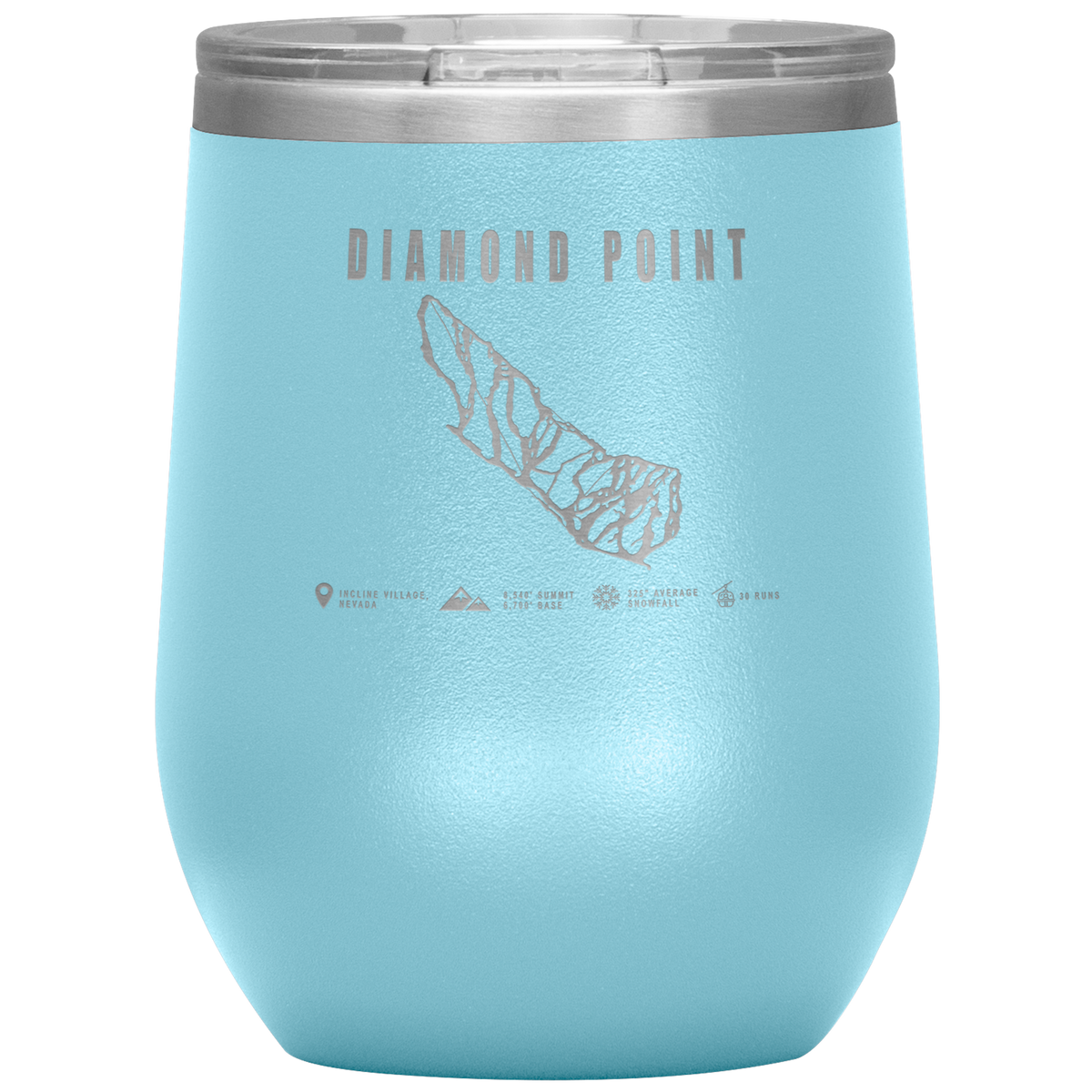 Diamond Point, Nevada Ski Trail Map Wine 12oz Tumbler - Powderaddicts