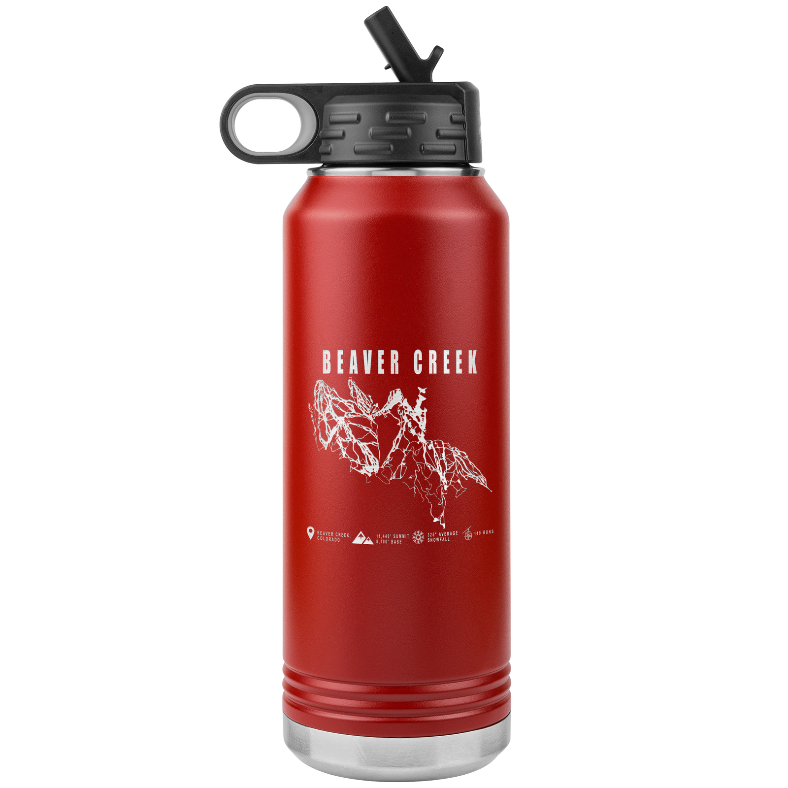 Beaver Creek Colorado Ski Trail Map 32oz Water Bottle Tumbler - Powderaddicts