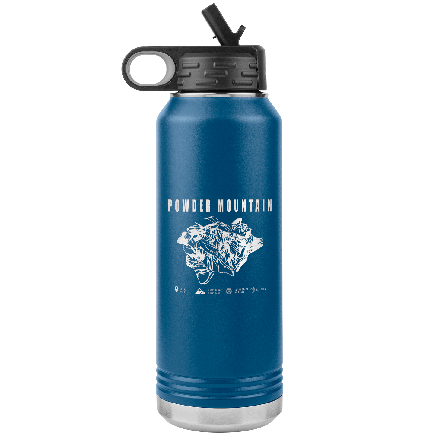 Powder Mountain,Utah Ski Trail Map 32oz Water Bottle Tumbler - Powderaddicts