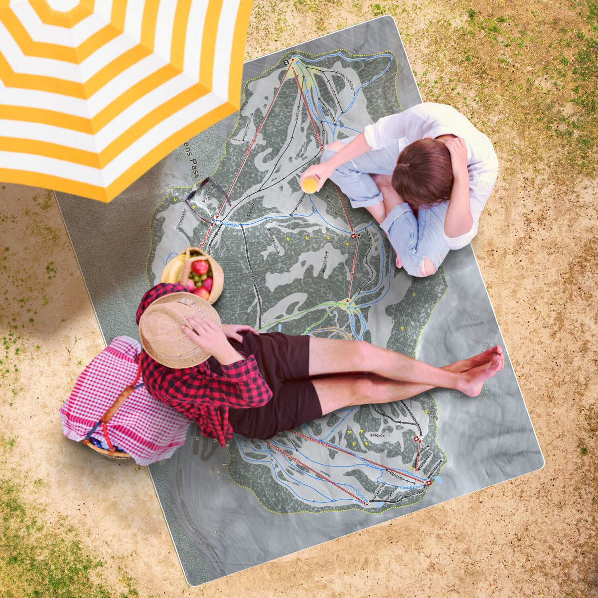 Stevens Pass, Washington Ski Resort Map Printed Beach Towel - Powderaddicts