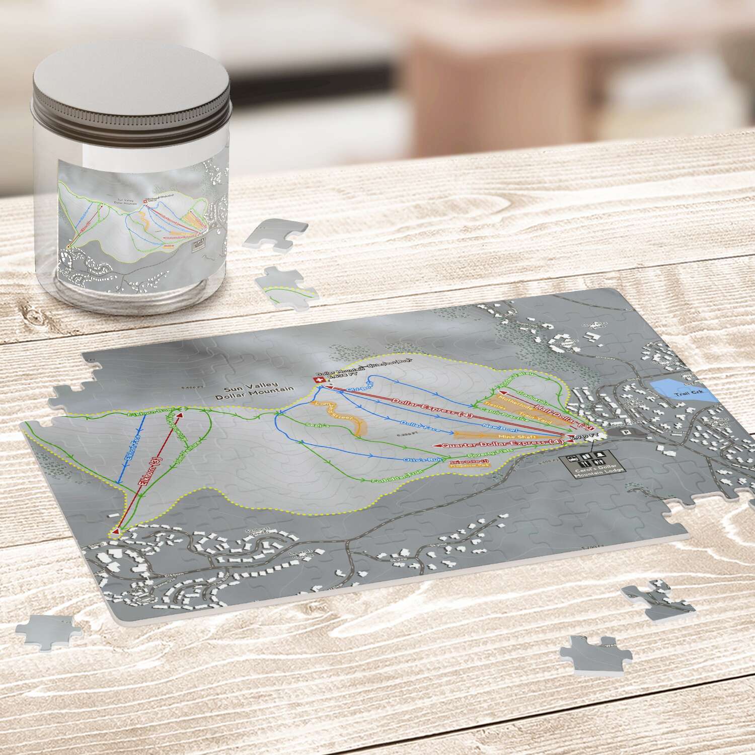 Sun Valley Dollar Mtn Idaho Ski Trail Map Puzzle - Powderaddicts