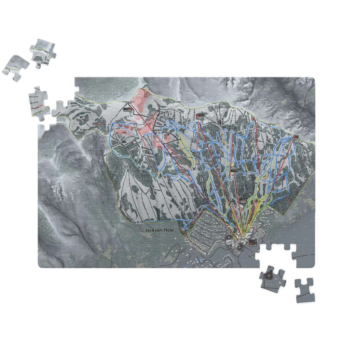 Jackson Hole, Wyoming Ski Trail Map Puzzle - Powderaddicts
