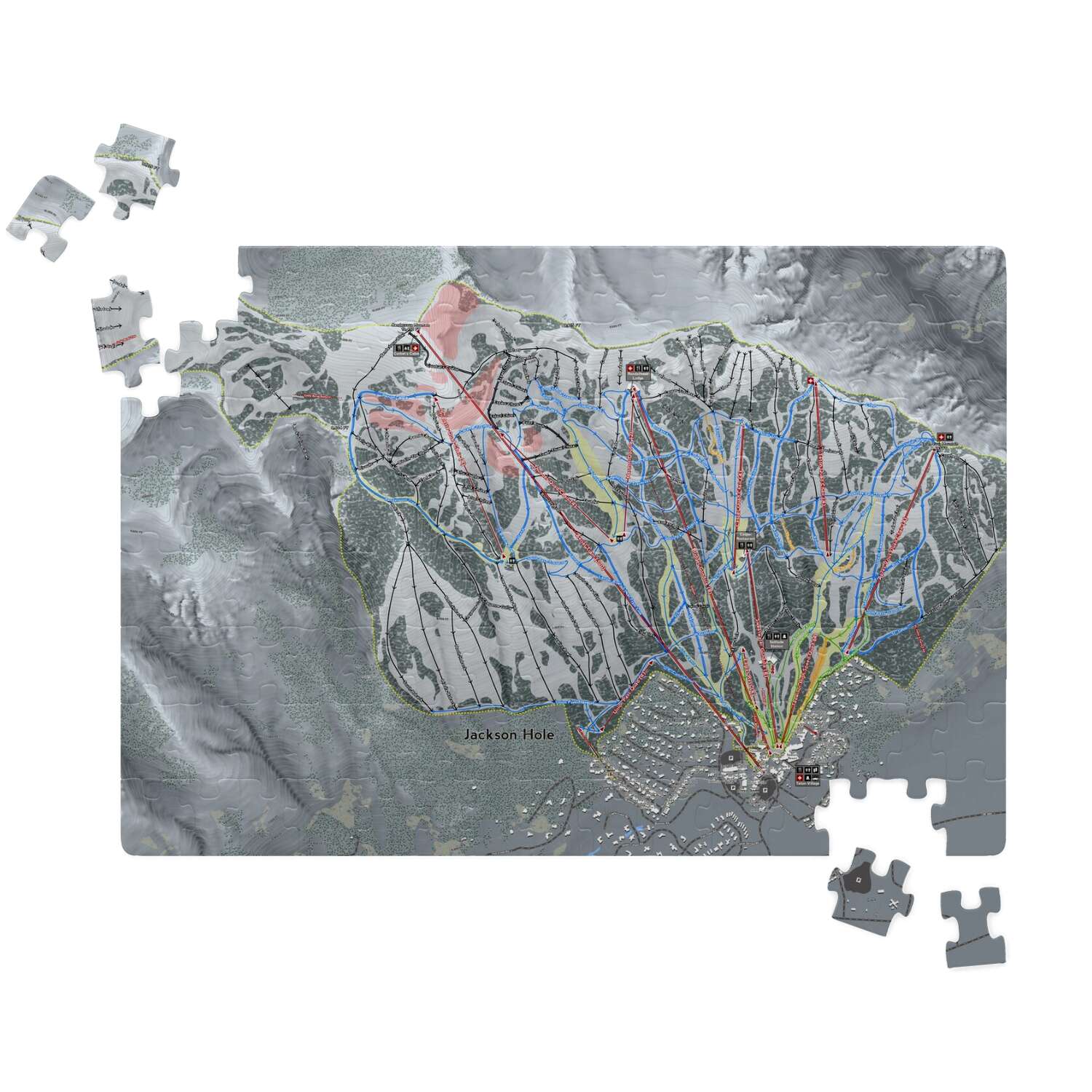 Jackson Hole, Wyoming Ski Trail Map Puzzle - Powderaddicts
