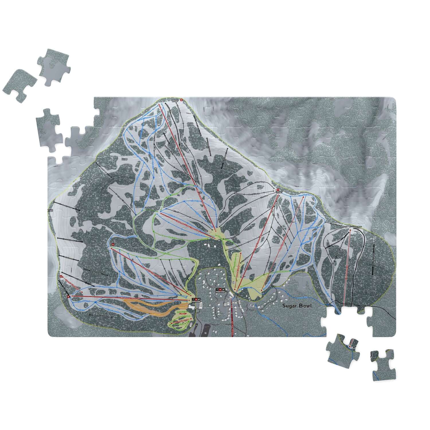 Sugar Bowl, California Ski Trail Map Puzzle - Powderaddicts