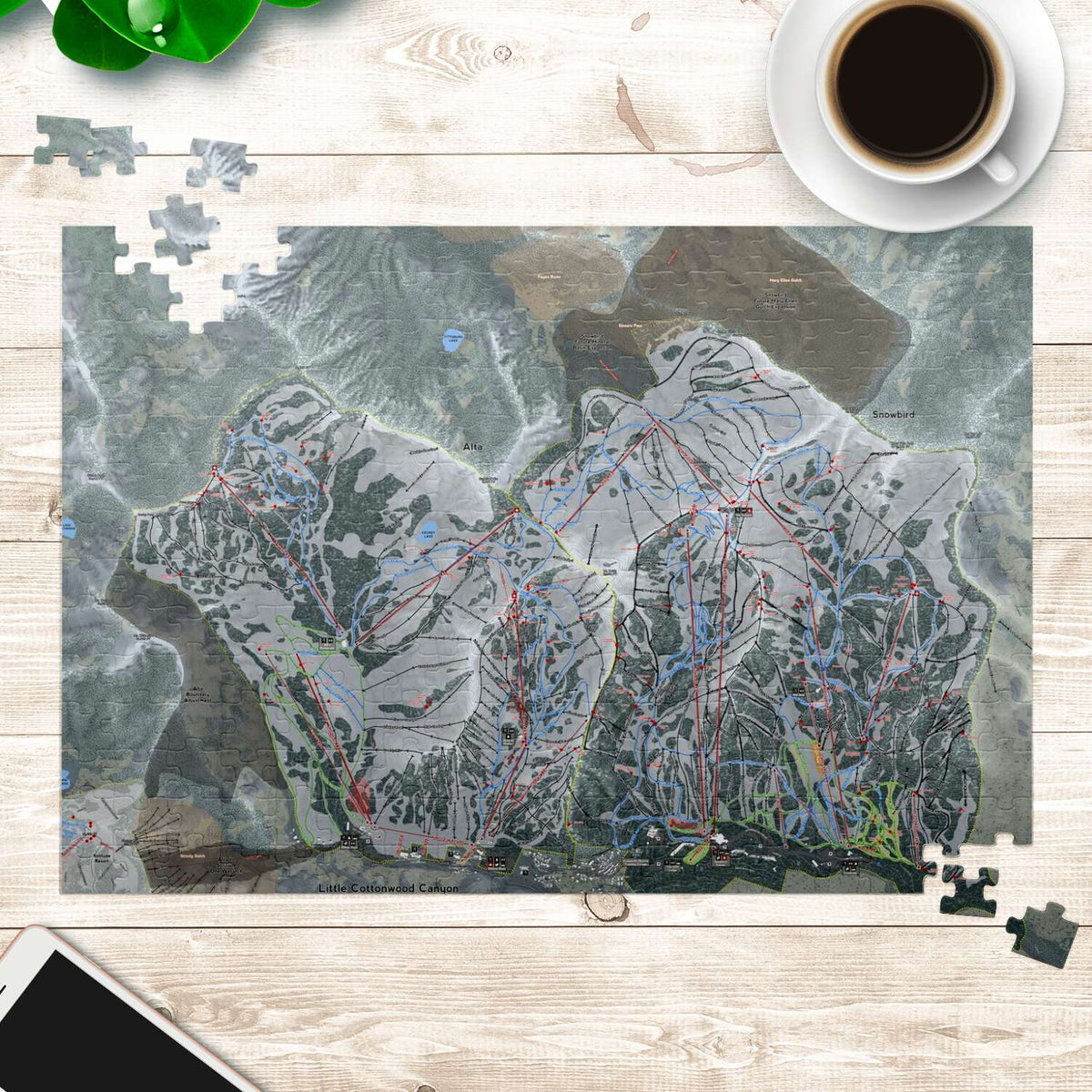 Little Cottonwood Canyon, Utah Ski Trail Map puzzle - Powderaddicts