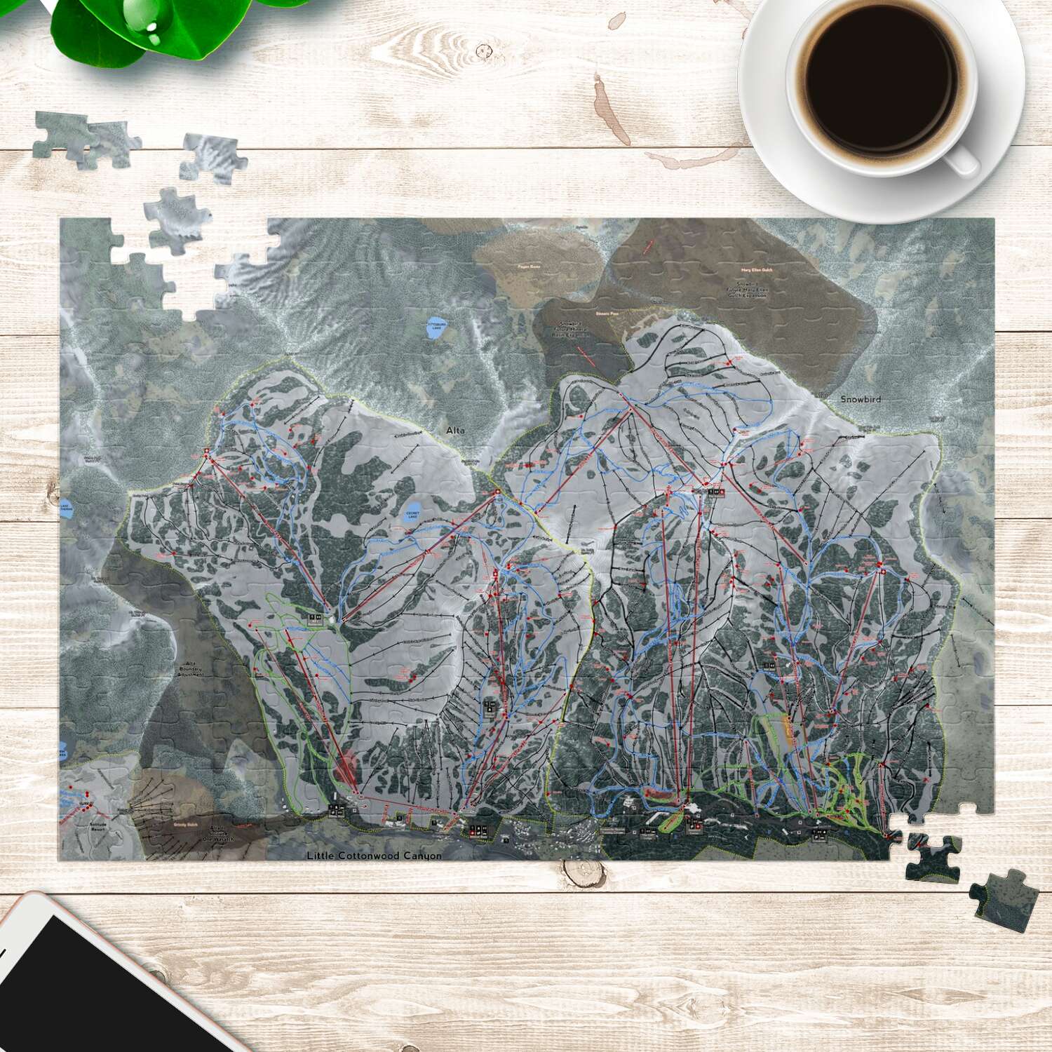 Little Cottonwood Canyon, Utah Ski Trail Map puzzle - Powderaddicts