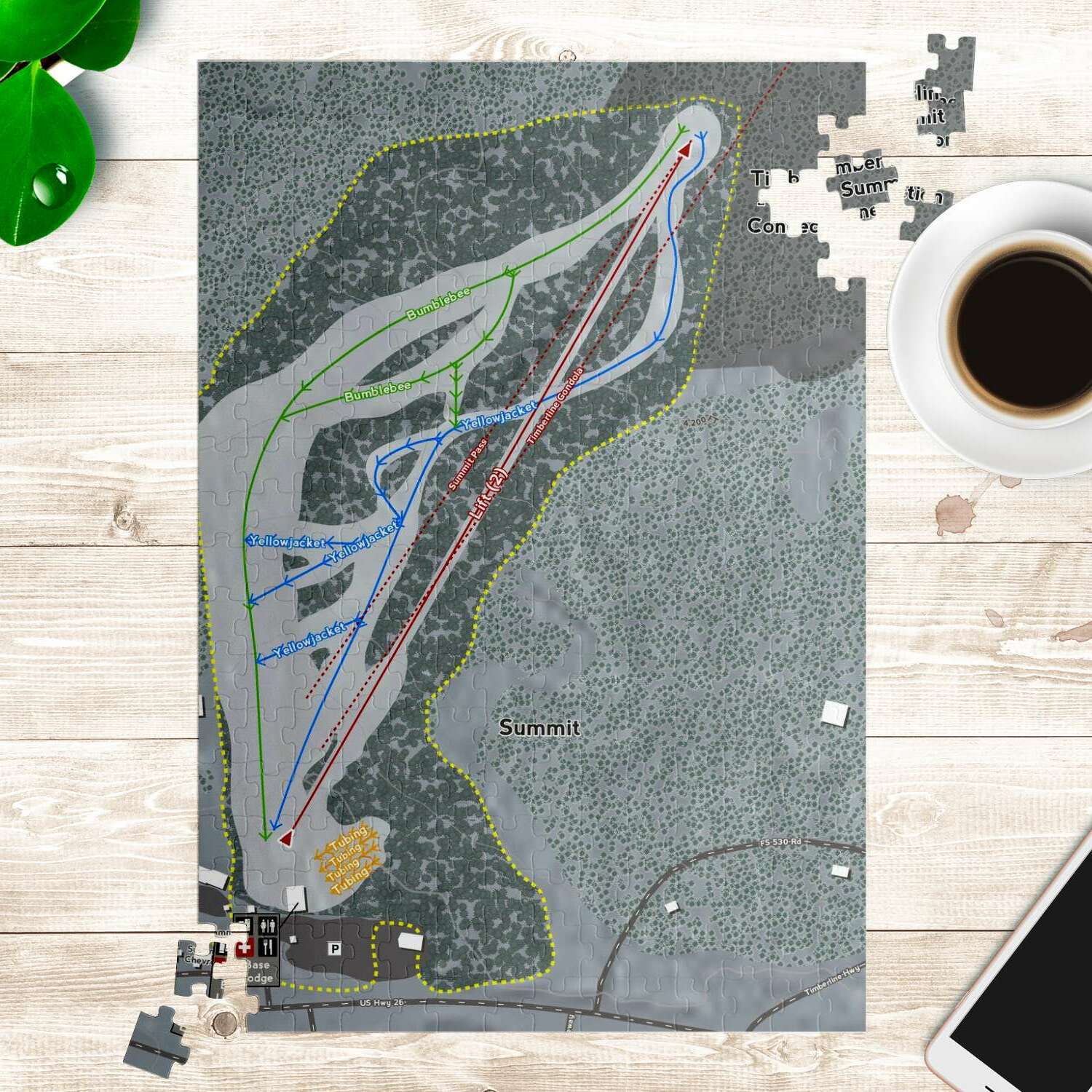 Summit, Oregon Ski Trail Map Puzzle - Powderaddicts