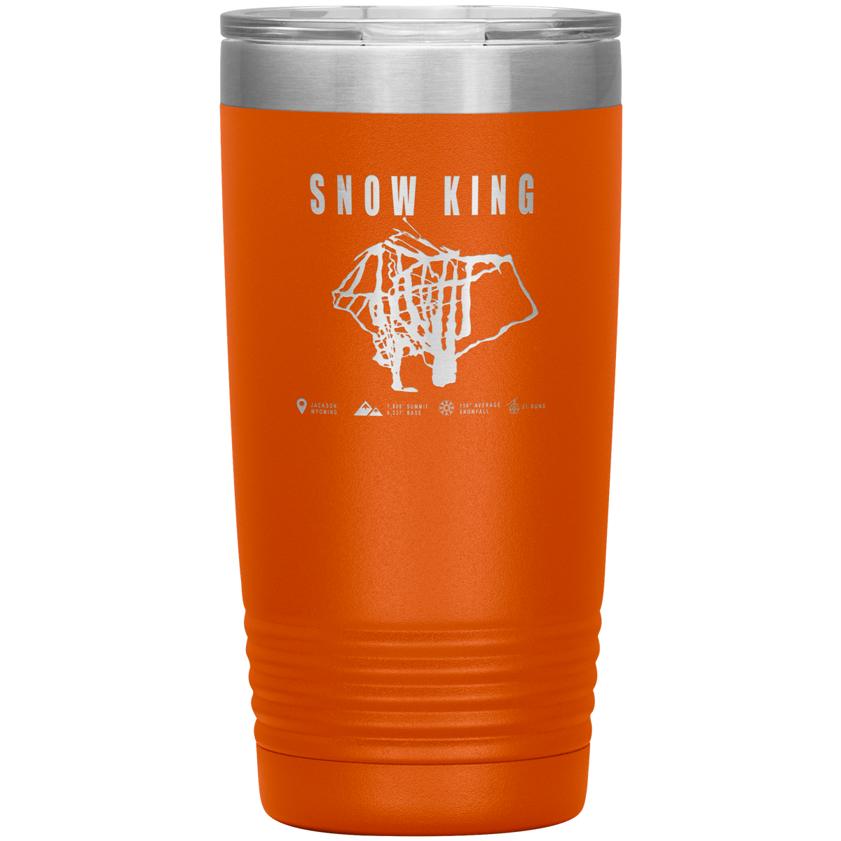 Snow King Wyoming Ski Trail Map 20oz Tumbler - Powderaddicts