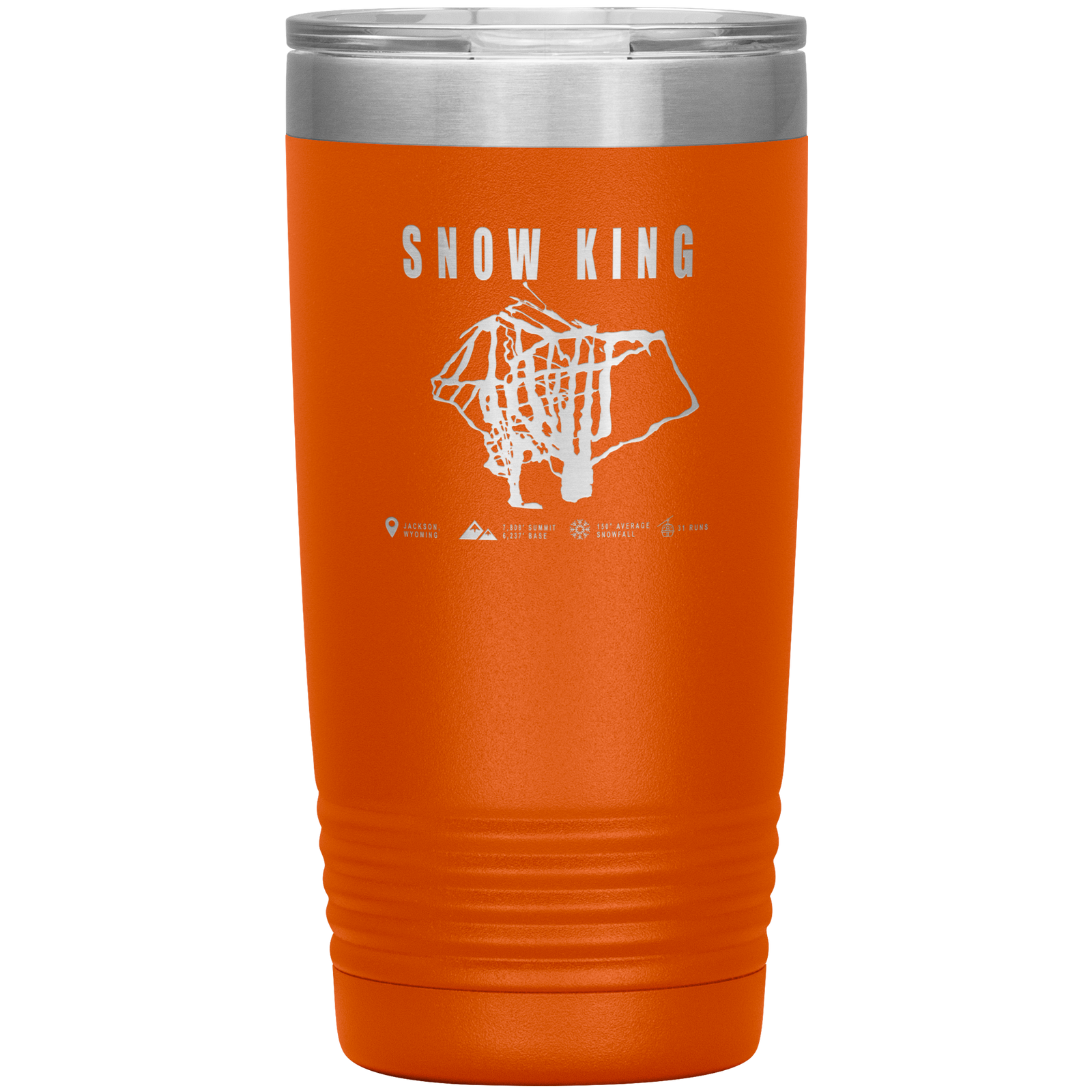 Snow King Wyoming Ski Trail Map 20oz Tumbler - Powderaddicts