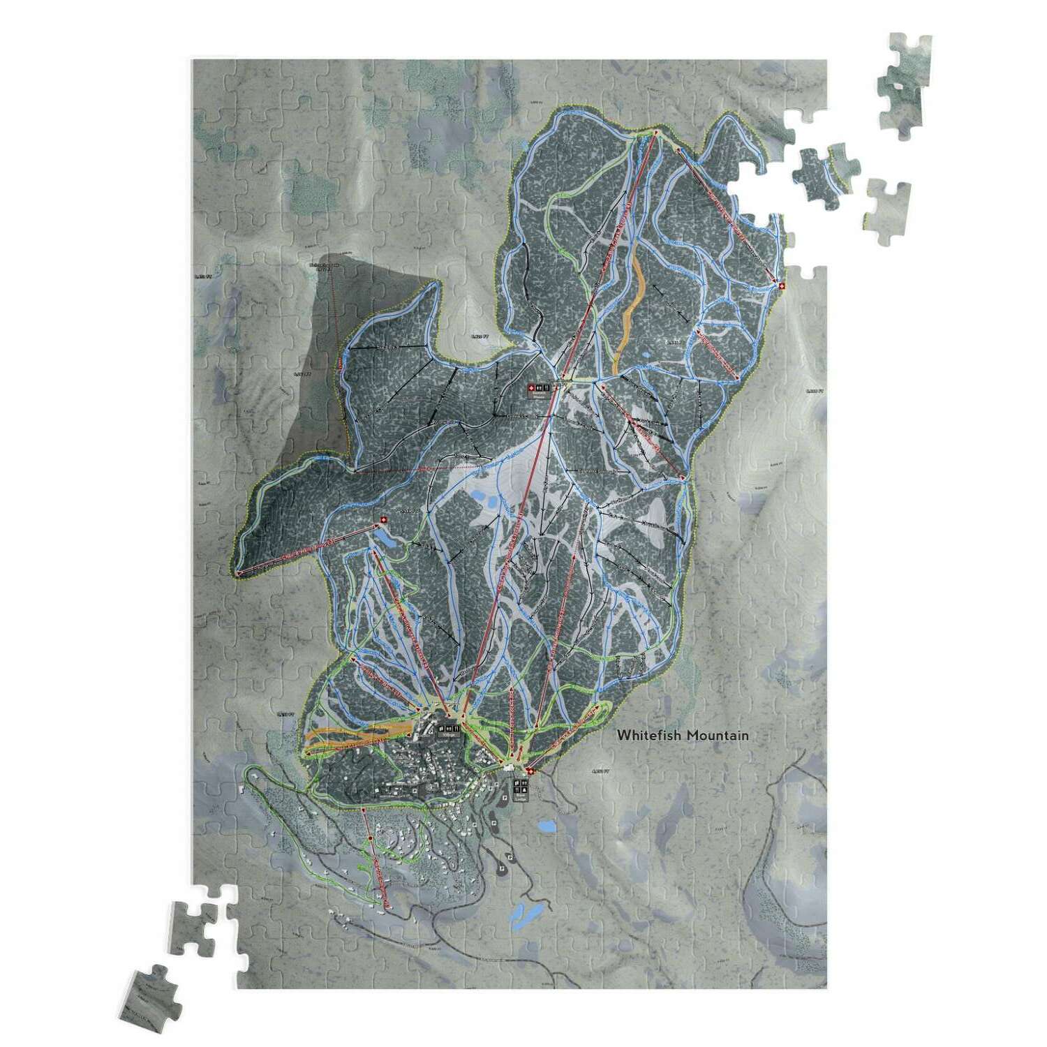 Whitefish, Montana Ski Trail Map Puzzle - Powderaddicts