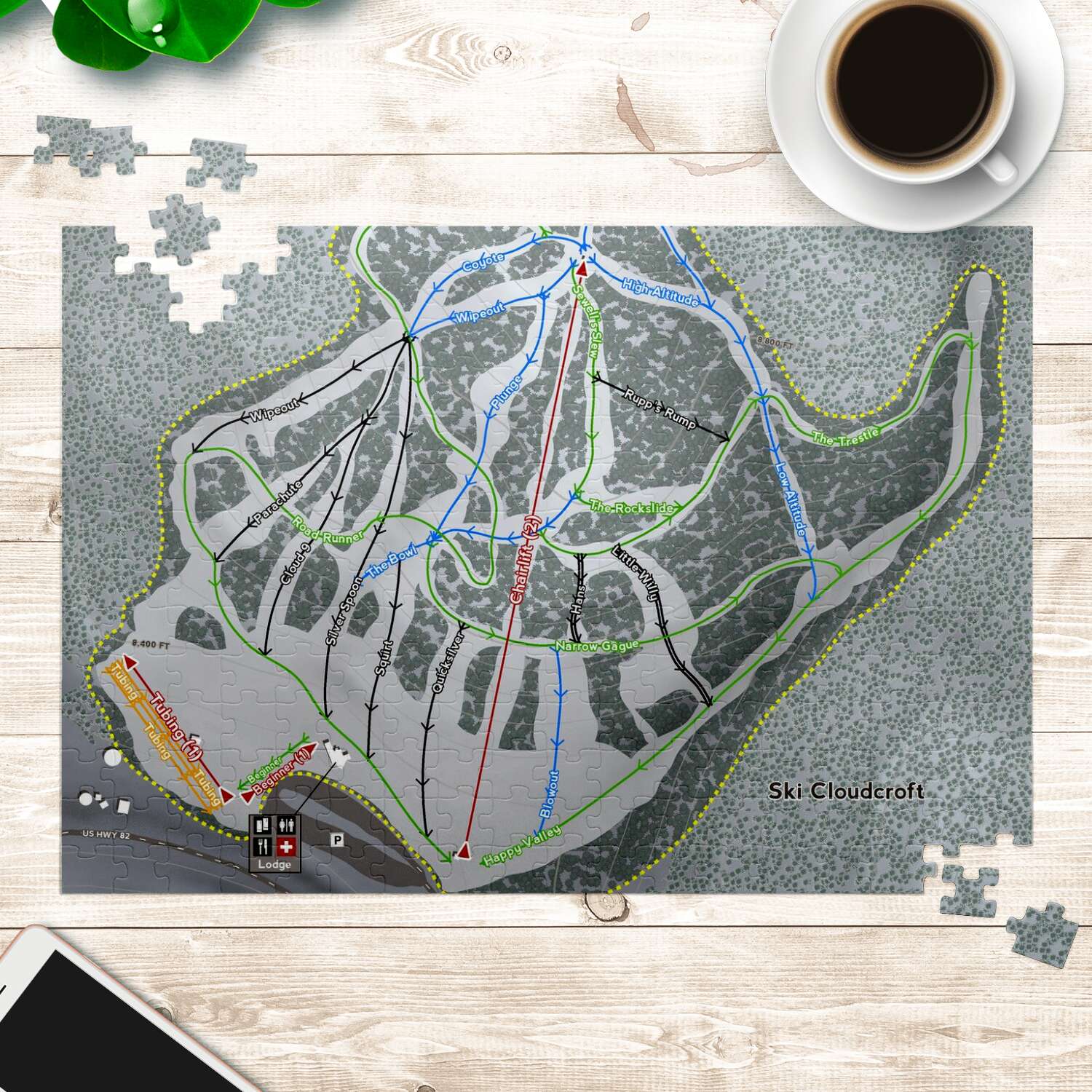 Ski Cloudcroft New Mexico Ski Trail Map Puzzle - Powderaddicts