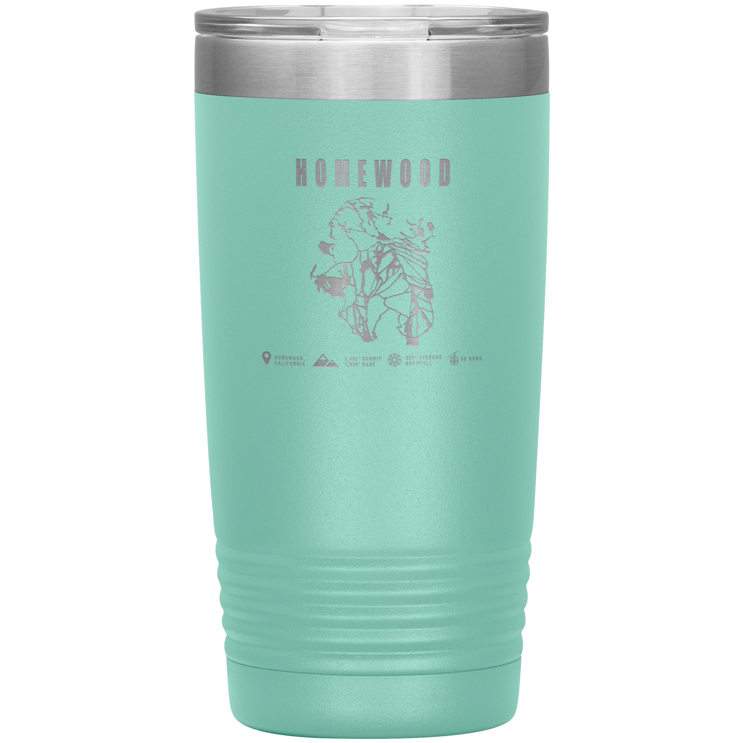 Homewood, California Ski Trail Map 20oz Tumbler - Powderaddicts