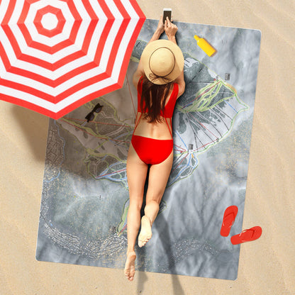 Sun Valley, Idaho Ski Resort Map Printed Beach Towel - Powderaddicts