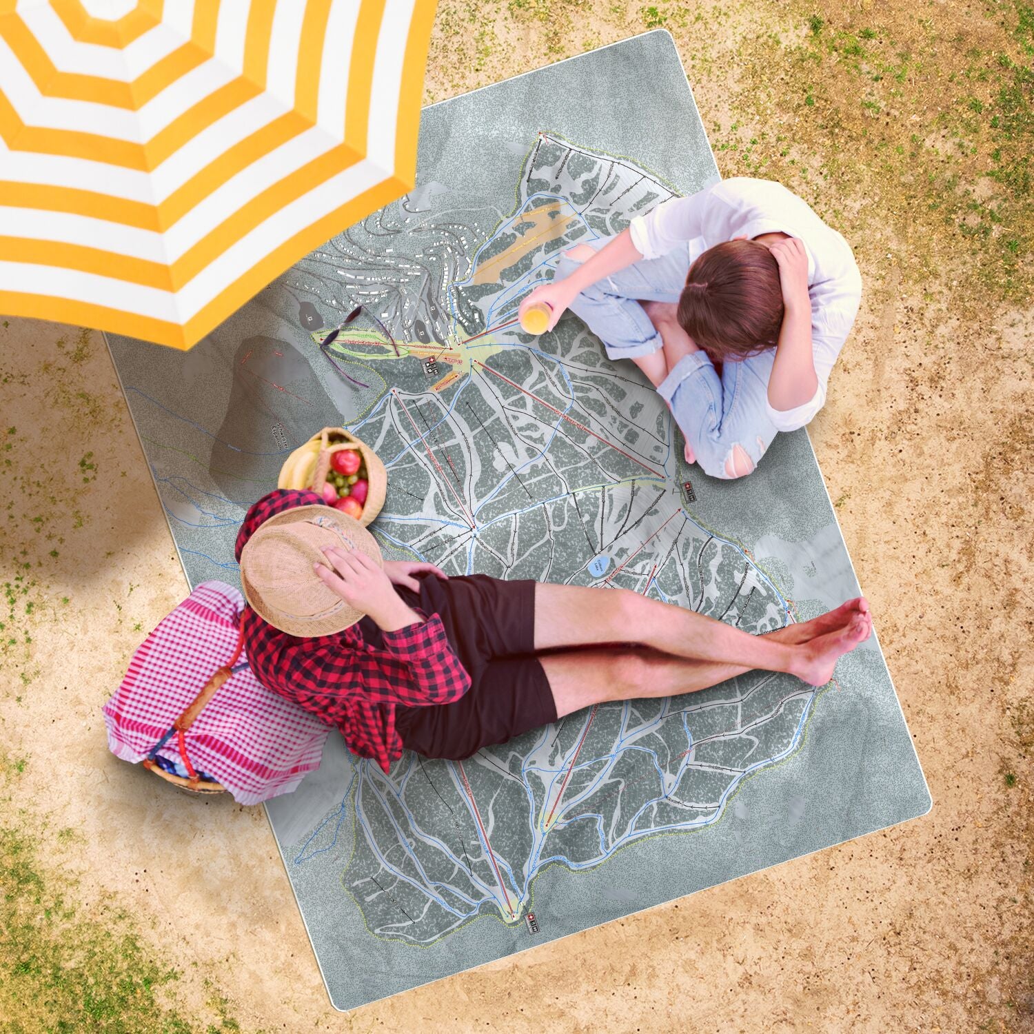 Schweitzer, Idaho Ski Resort Map Printed Beach Towel - Powderaddicts