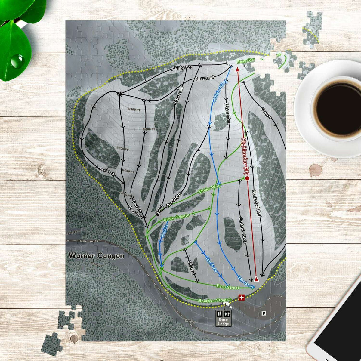 Warner Canyon, Oregon Ski Trail Map Puzzle - Powderaddicts