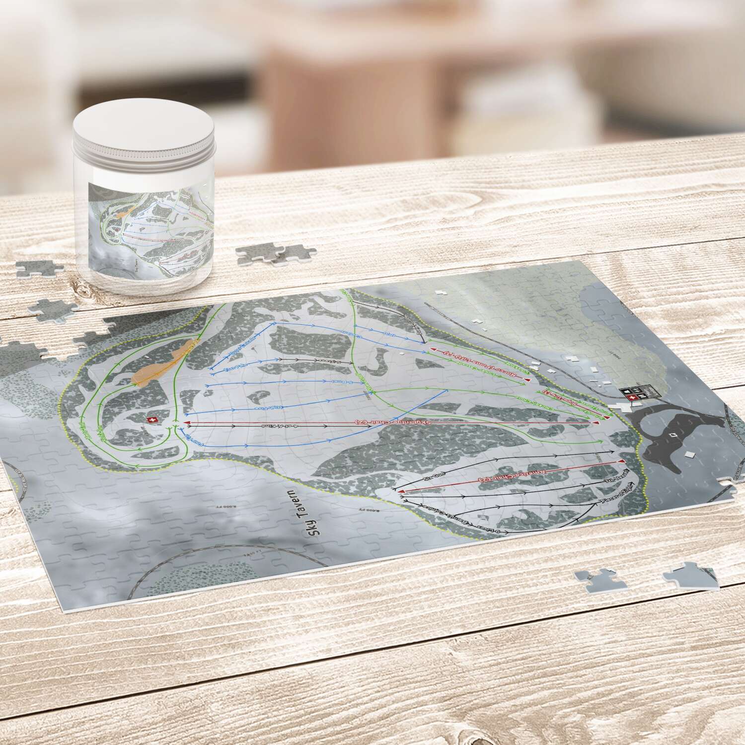 Sky Tavern, Nevada Ski Trail Map Puzzle - Powderaddicts