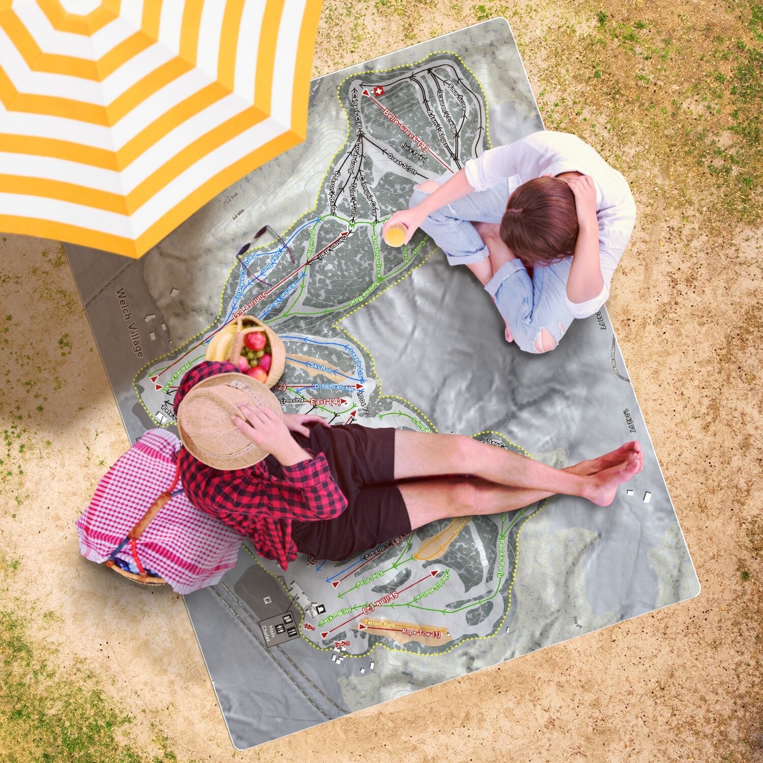 Welch Village, Minnesota Ski Resort Map Printed Beach Towel - Powderaddicts