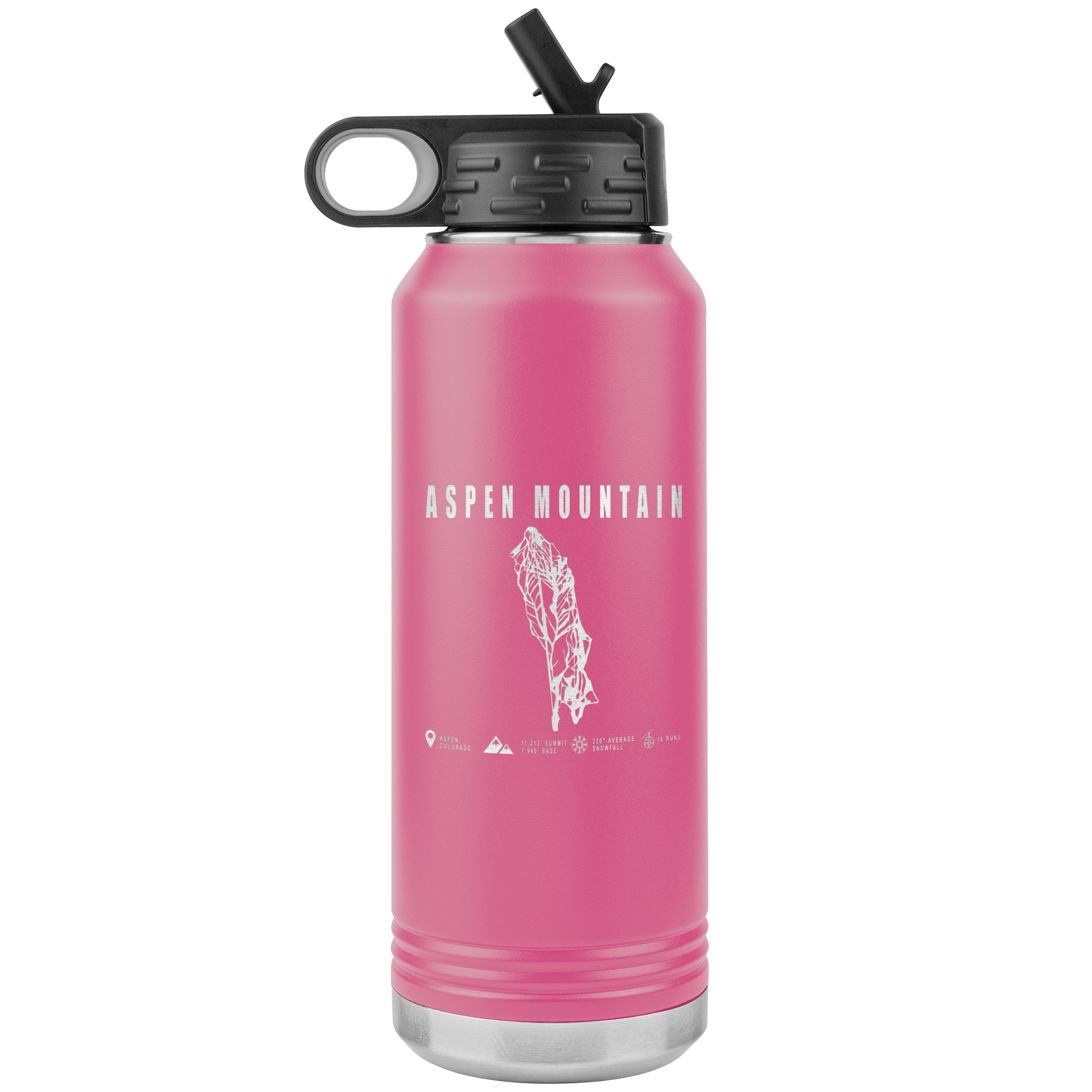 Aspen Mountain Colorado Ski Trail Map 32oz Water Bottle Tumbler - Powderaddicts