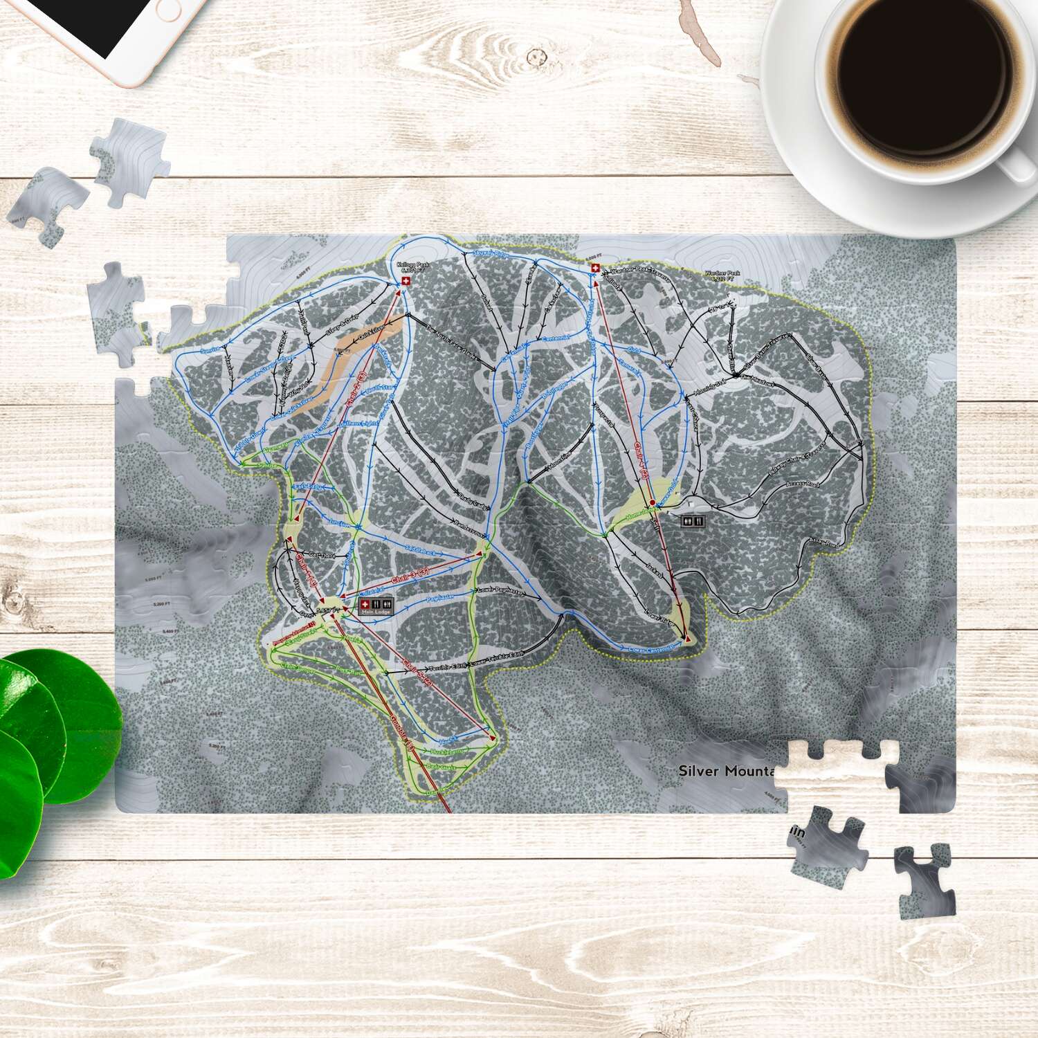 Silver Mountain Idaho Ski Trail Map Puzzle - Powderaddicts