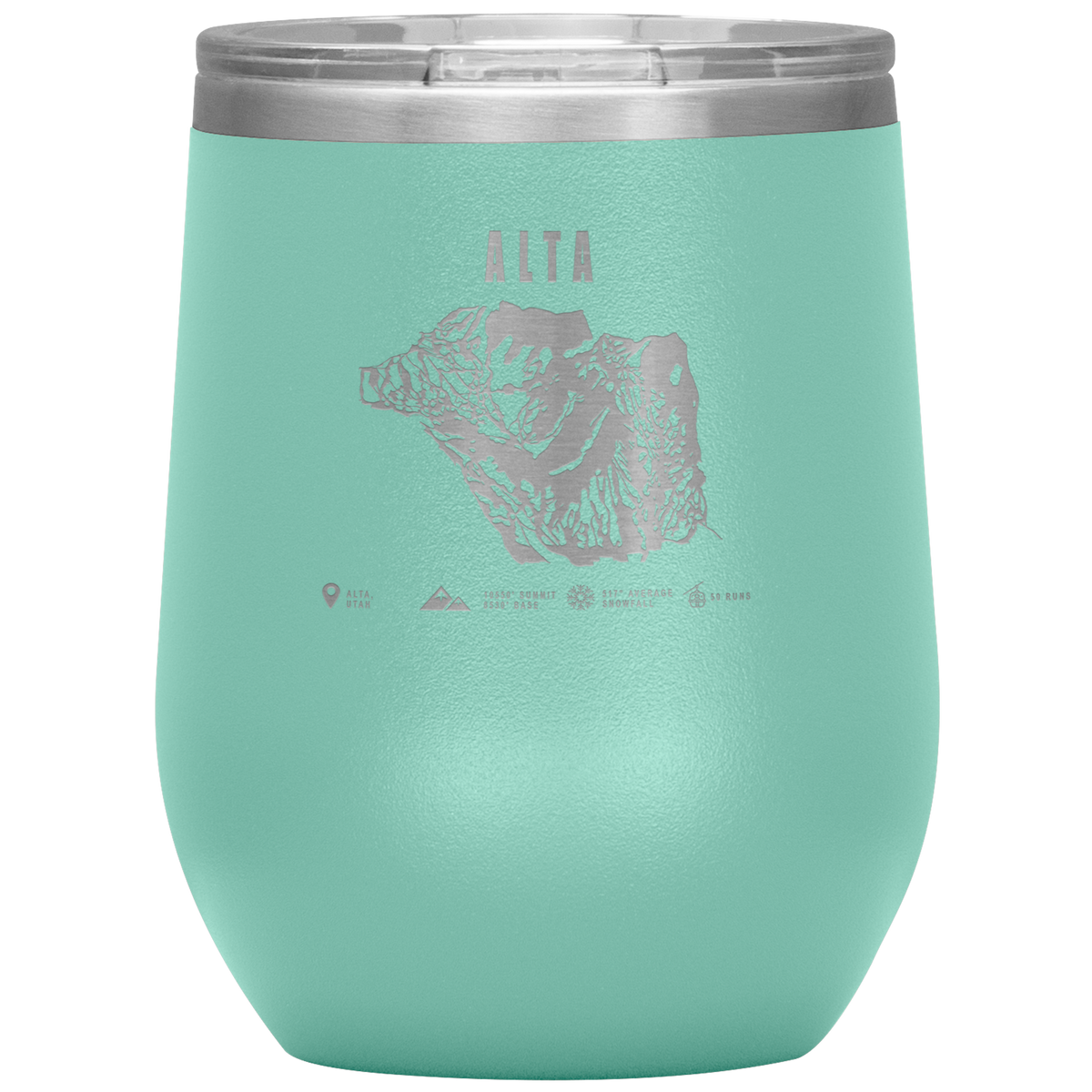 Alta,Utah Ski Trail Map Wine 12oz Tumbler - Powderaddicts