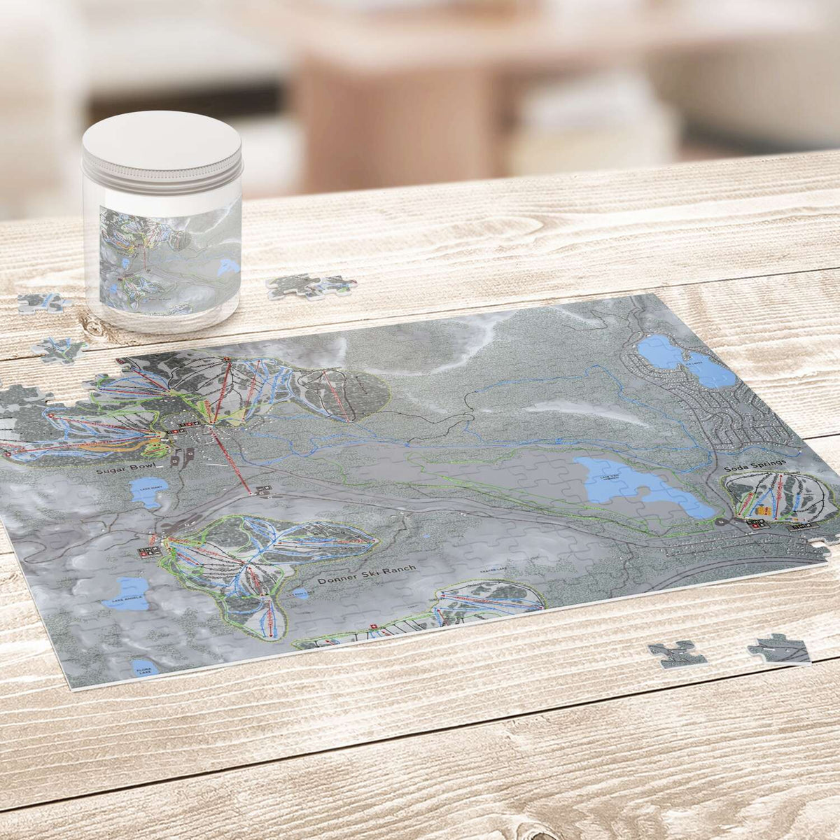 Donner Pass, California Ski Trail Map Puzzle - Powderaddicts