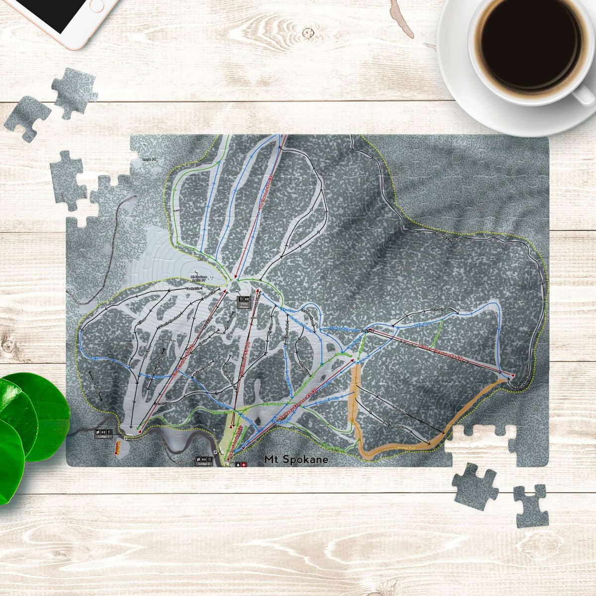 Mt Spokane Washington Ski Map Resort Puzzle - Powderaddicts