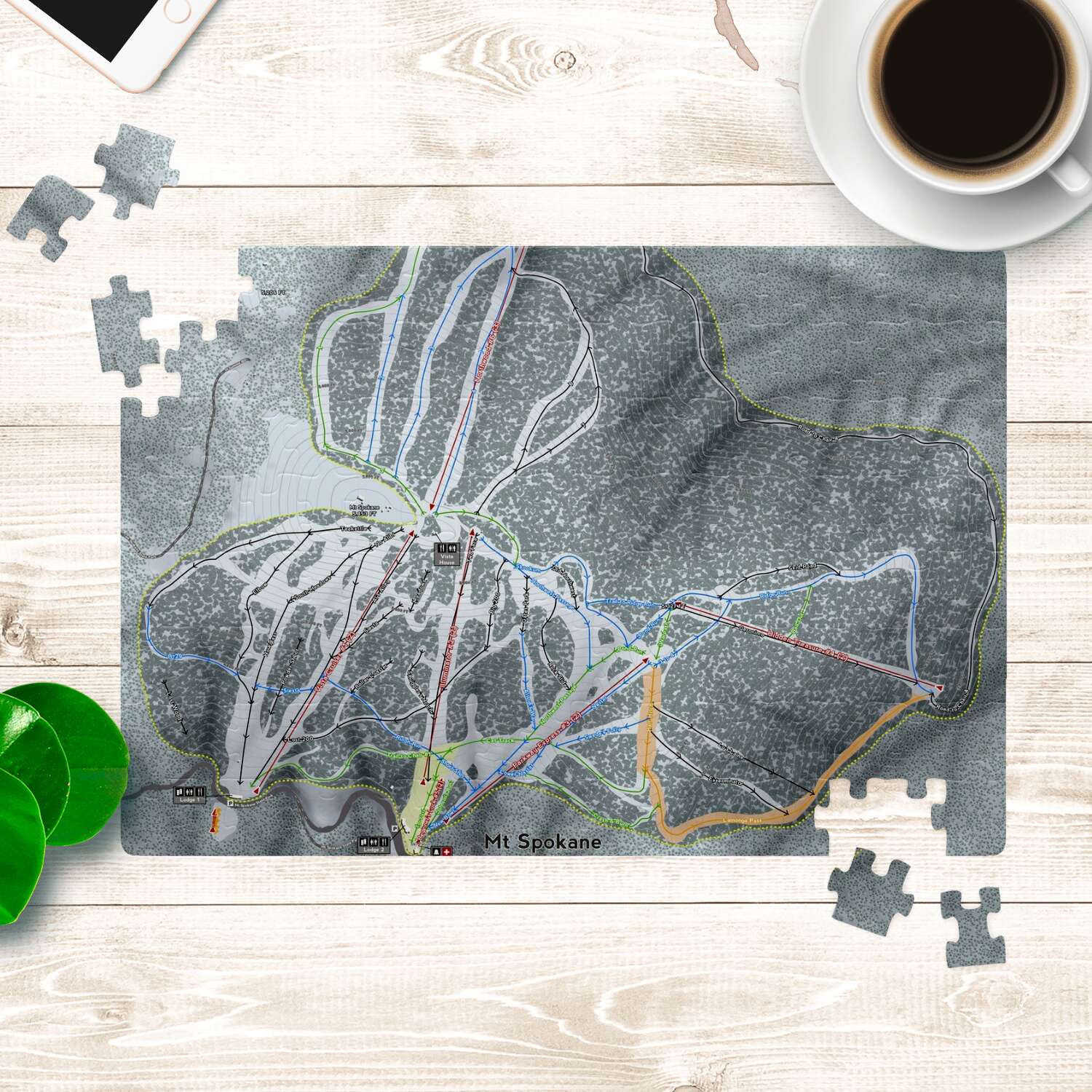 Mt Spokane Washington Ski Map Resort Puzzle - Powderaddicts