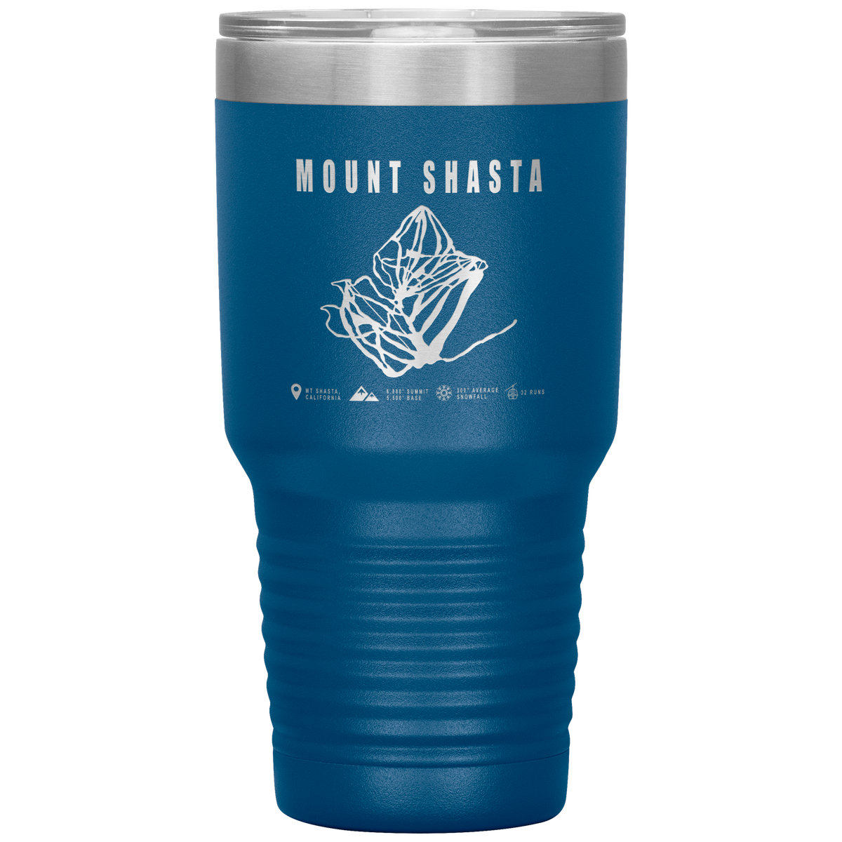 Mount Shasta, California Ski Trail Map 30oz Tumbler - Powderaddicts