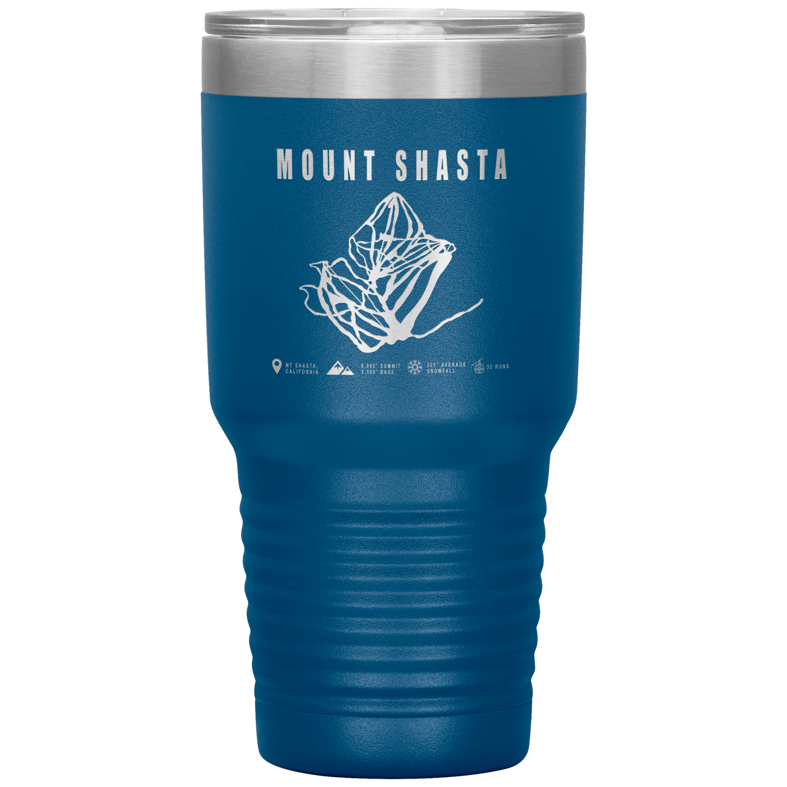 Mount Shasta, California Ski Trail Map 30oz Tumbler - Powderaddicts
