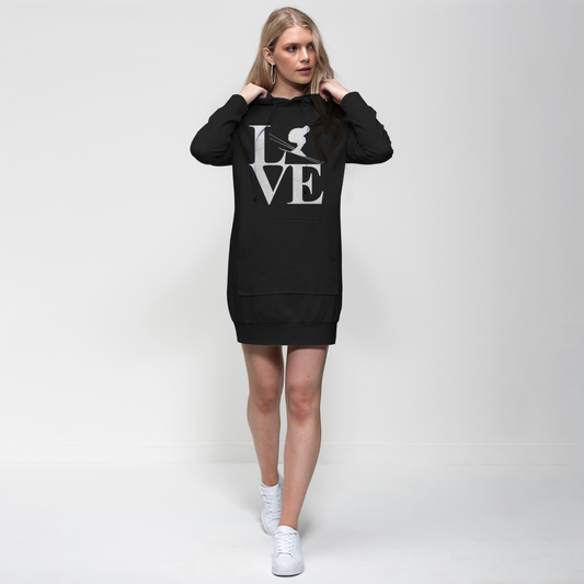 Love Skiing Premium Adult Hoodie Dress - Powderaddicts
