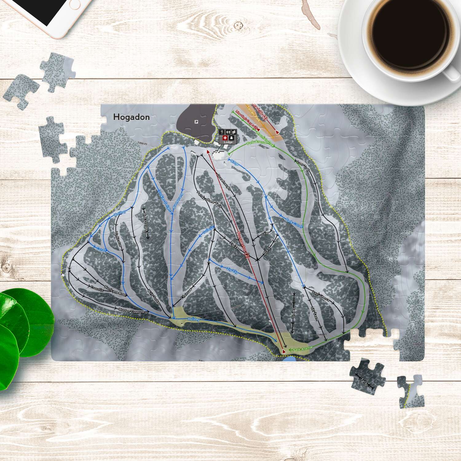 Hogadon Wyoming Ski Trail Map Puzzle - Powderaddicts
